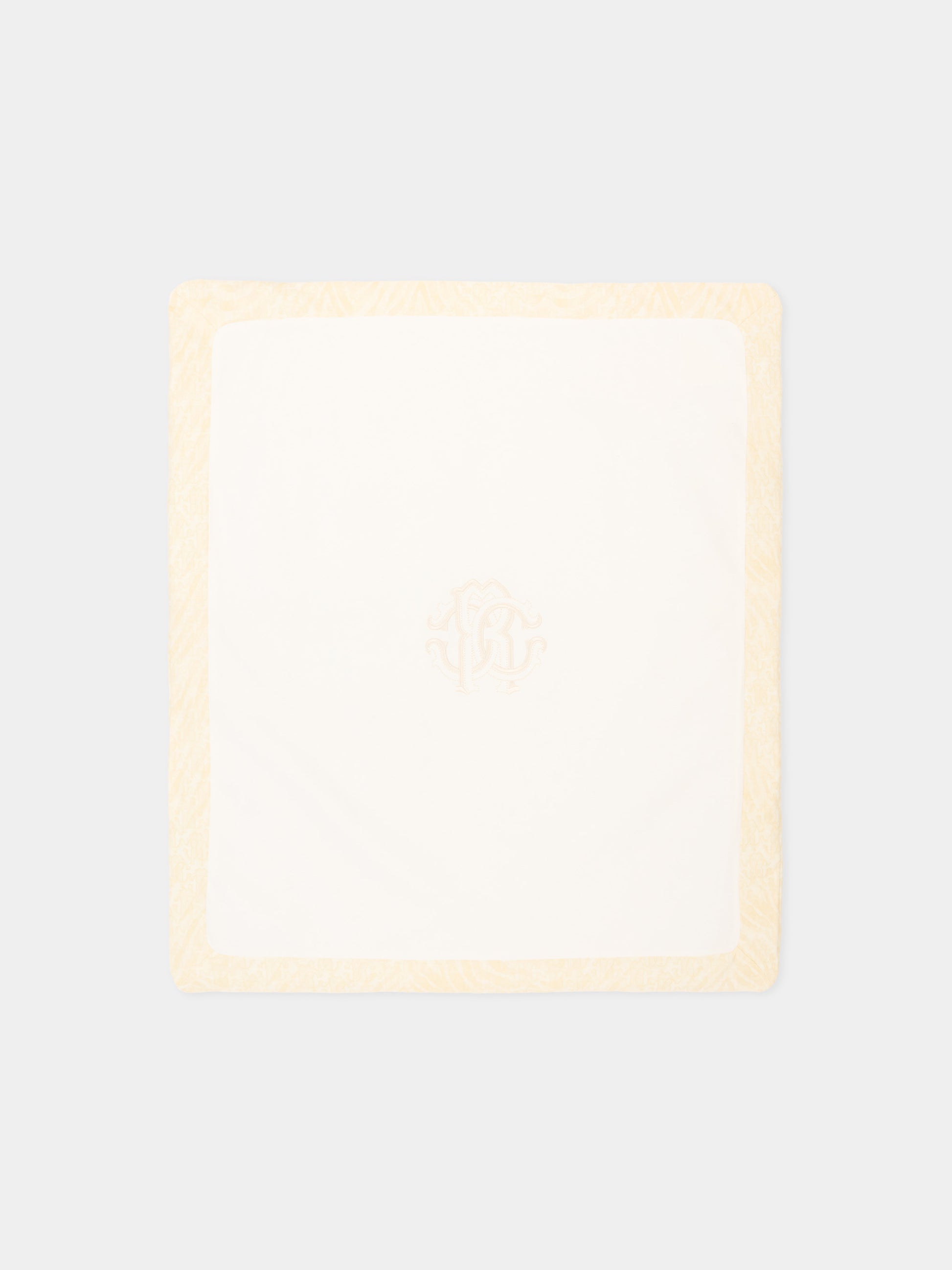 Coperta avorio per neonati con monogram,Roberto Cavalli Kids,CLP26011CE ZEBRA AVORIO