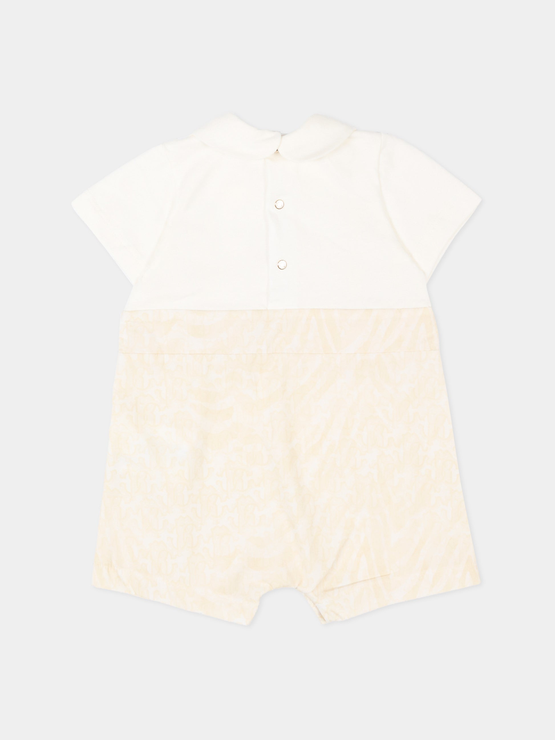 Pagliaccetto avorio per neonati con stampa monogram,Roberto Cavalli Kids,CLP26014TU ZEBRA AVORIO
