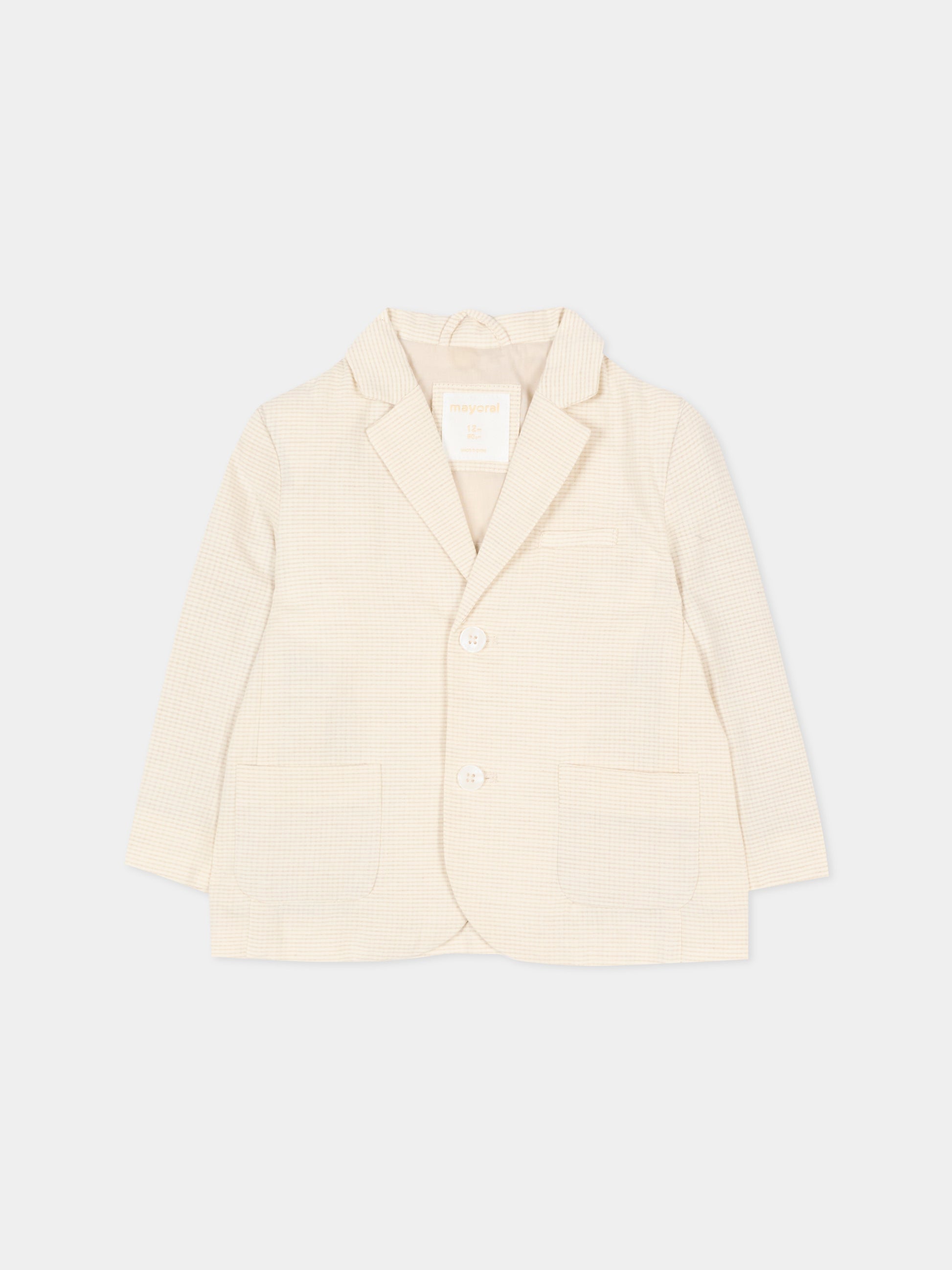 Giacca beige per neonato a quadretti,Mayoral,1404 024
