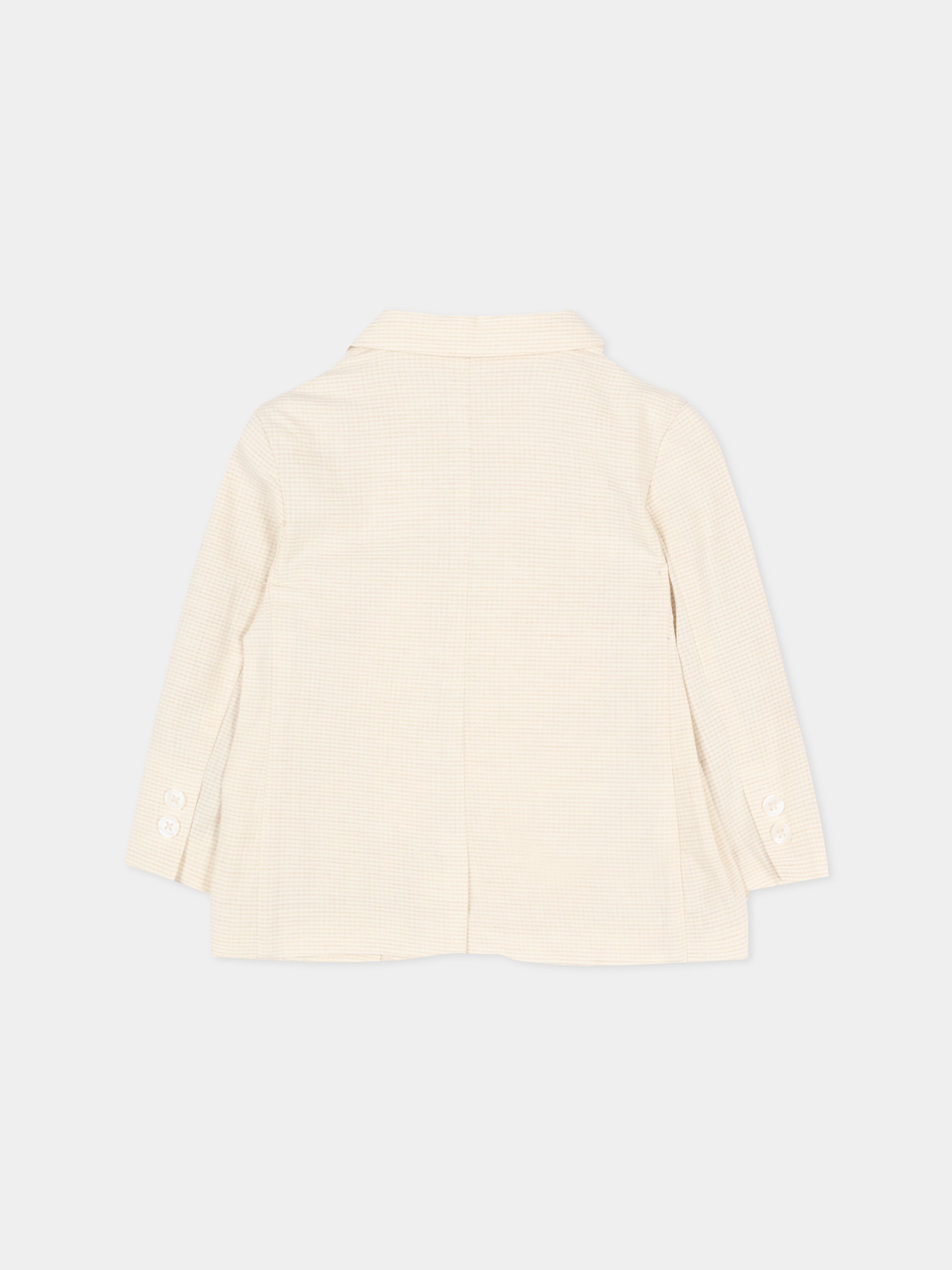 Giacca beige per neonato a quadretti,Mayoral,1404 024