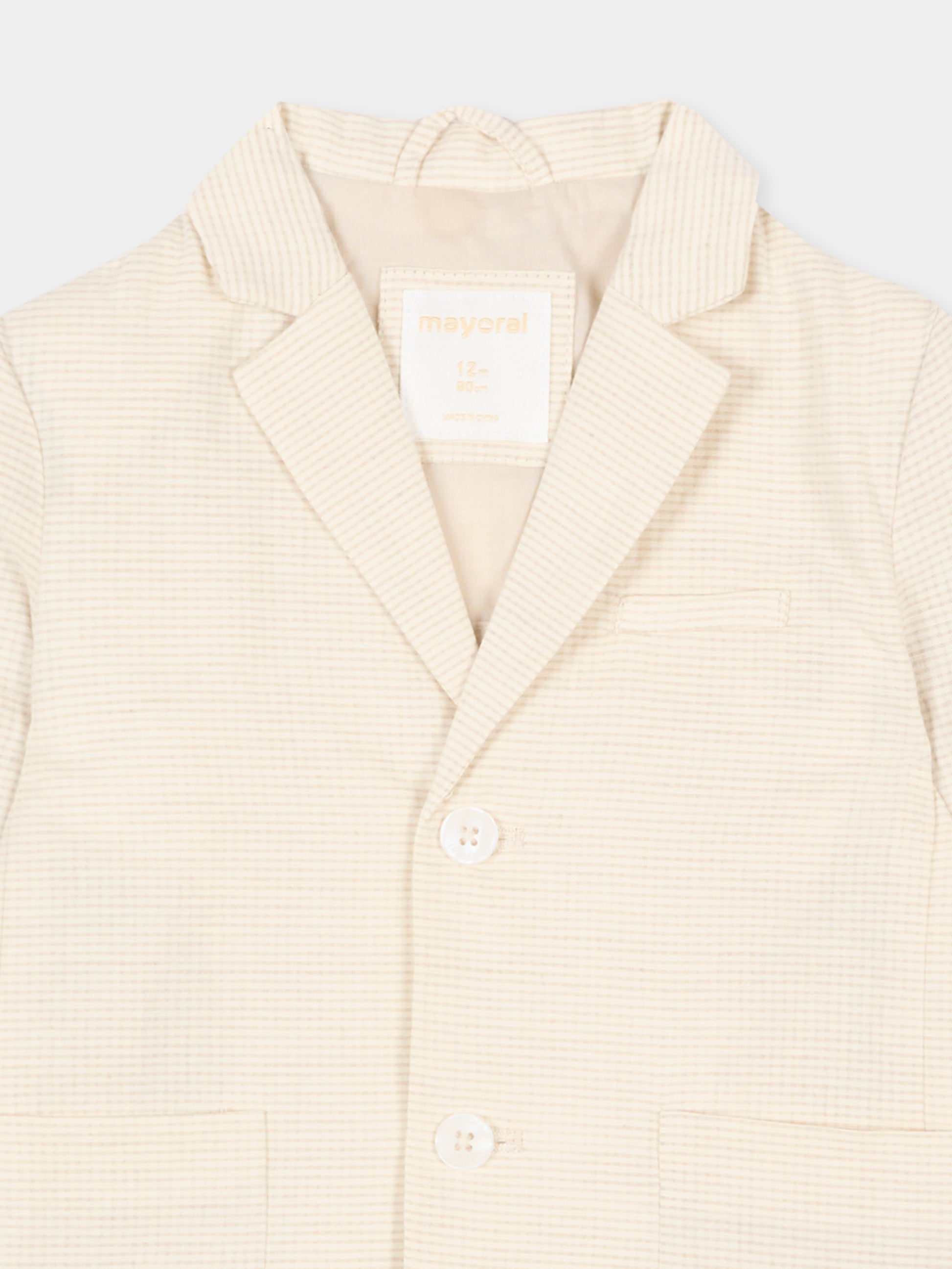 Giacca beige per neonato a quadretti,Mayoral,1404 024