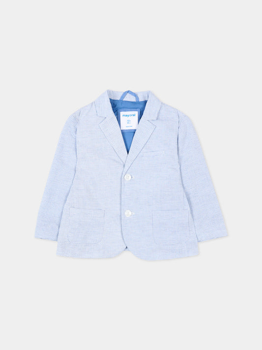 Giacca azzurra per neonato a micro quadri,Mayoral,1404 026