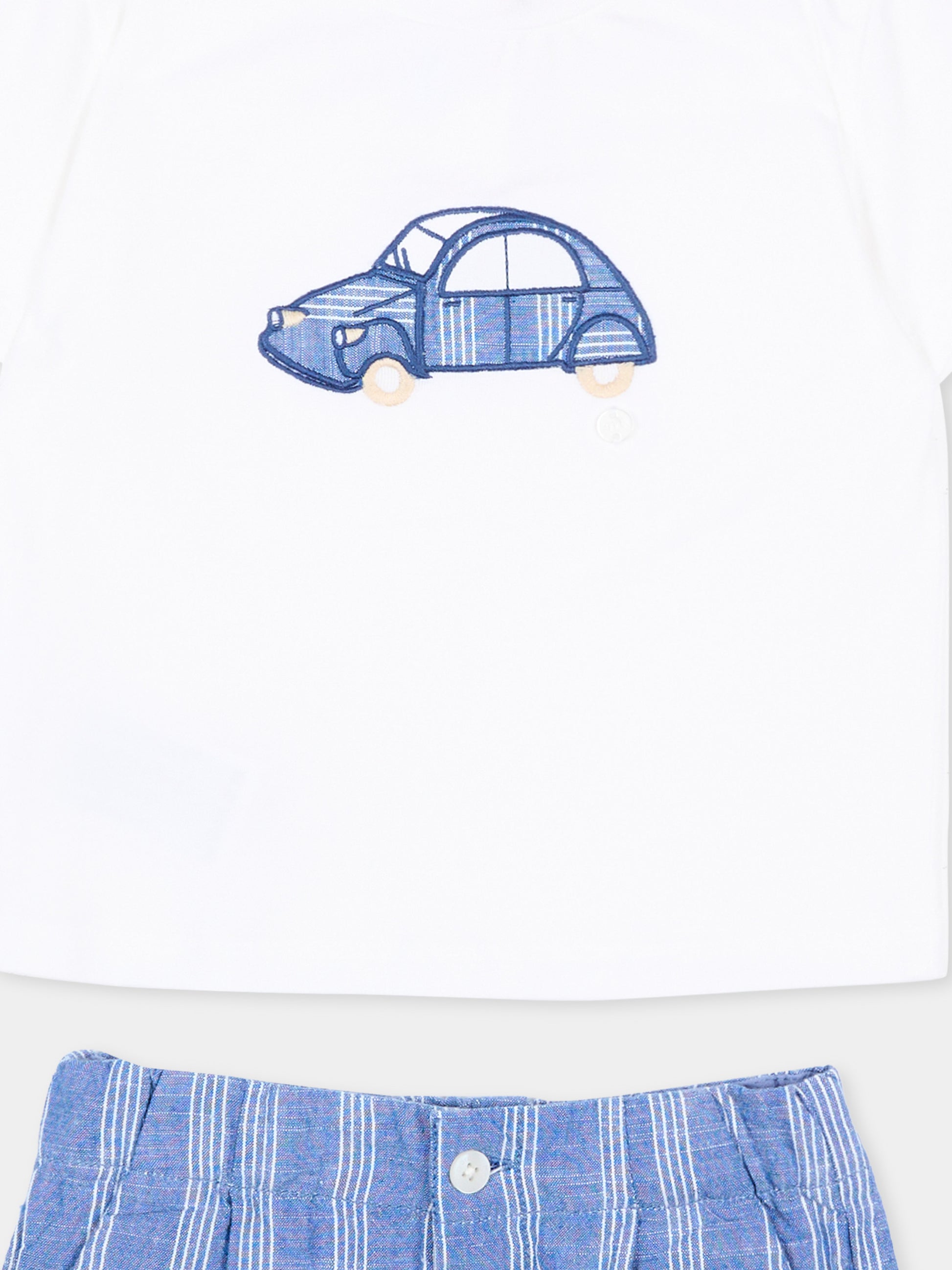 Completo casual azzurro per neonato con auto,Mayoral,1227 096