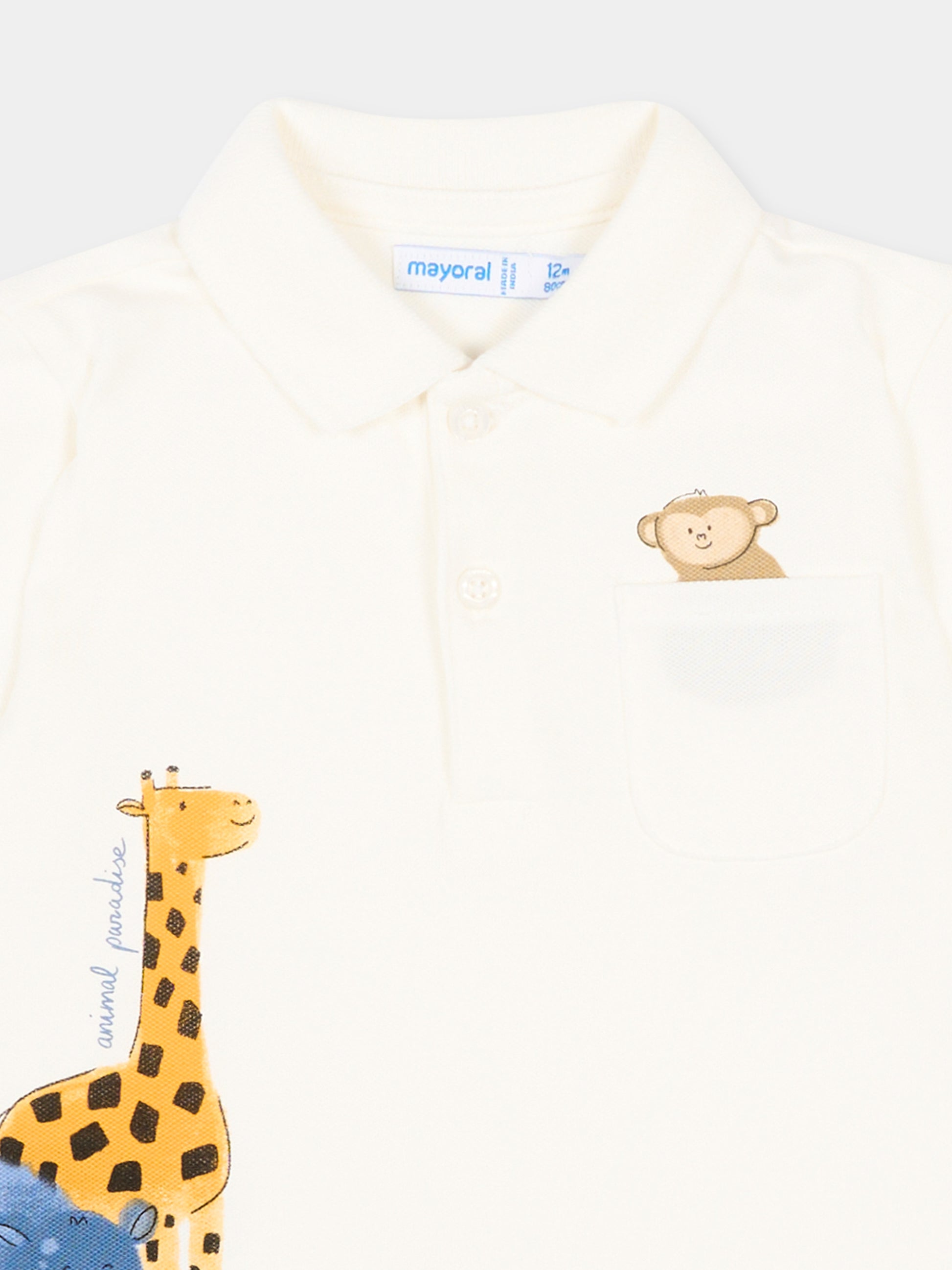 Polo avorio per neonato con animali,Mayoral,1108 016
