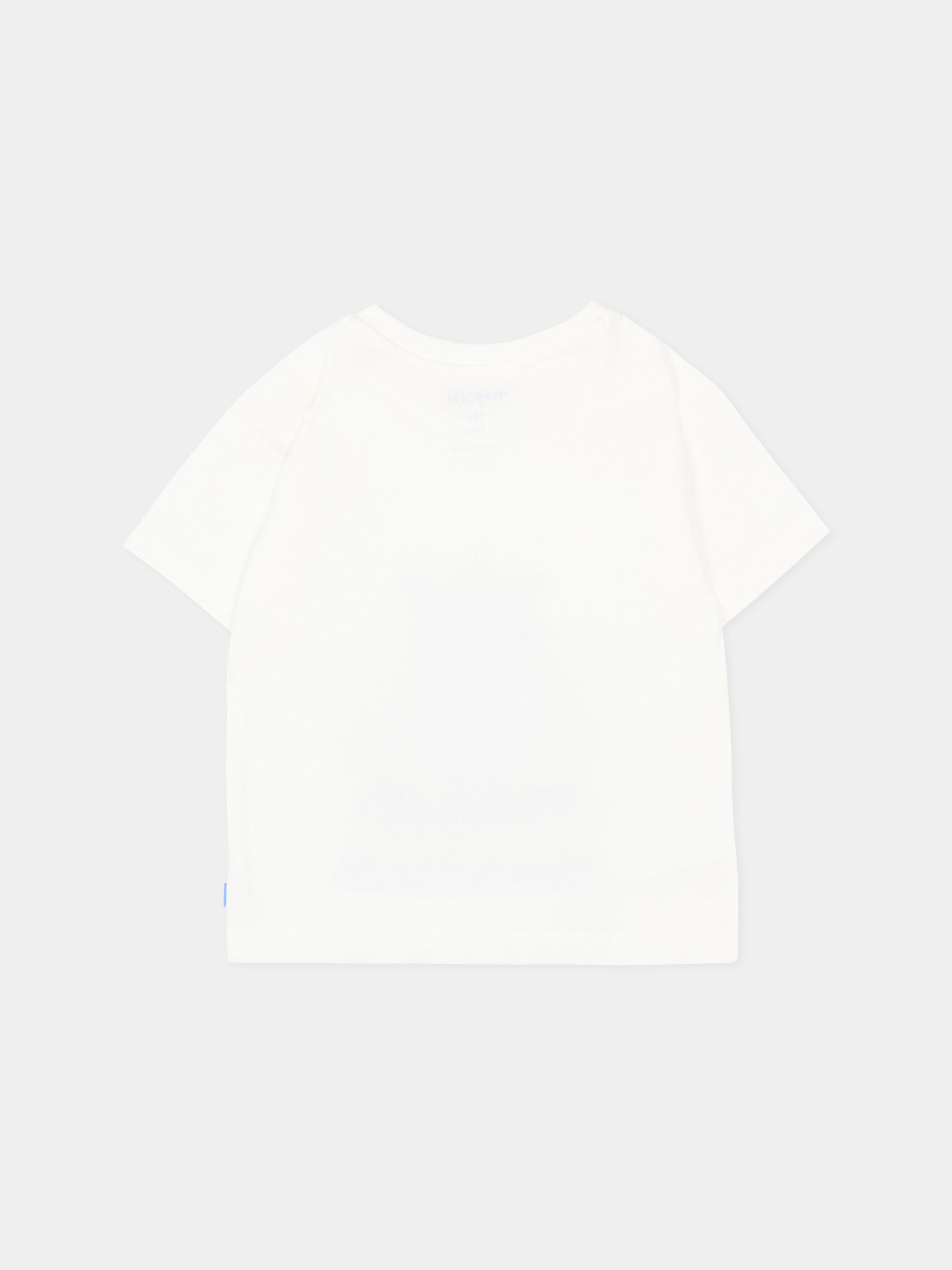 T-Shirt avorio con ippopotamo per neonato,Mayoral,1011 086