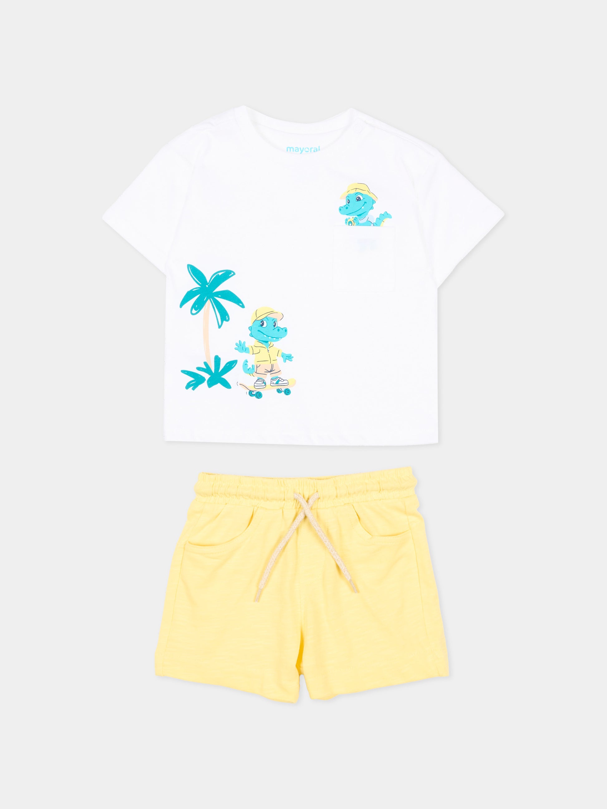 Completo sportivo giallo per neonato con dinosauro,Mayoral,1672 053