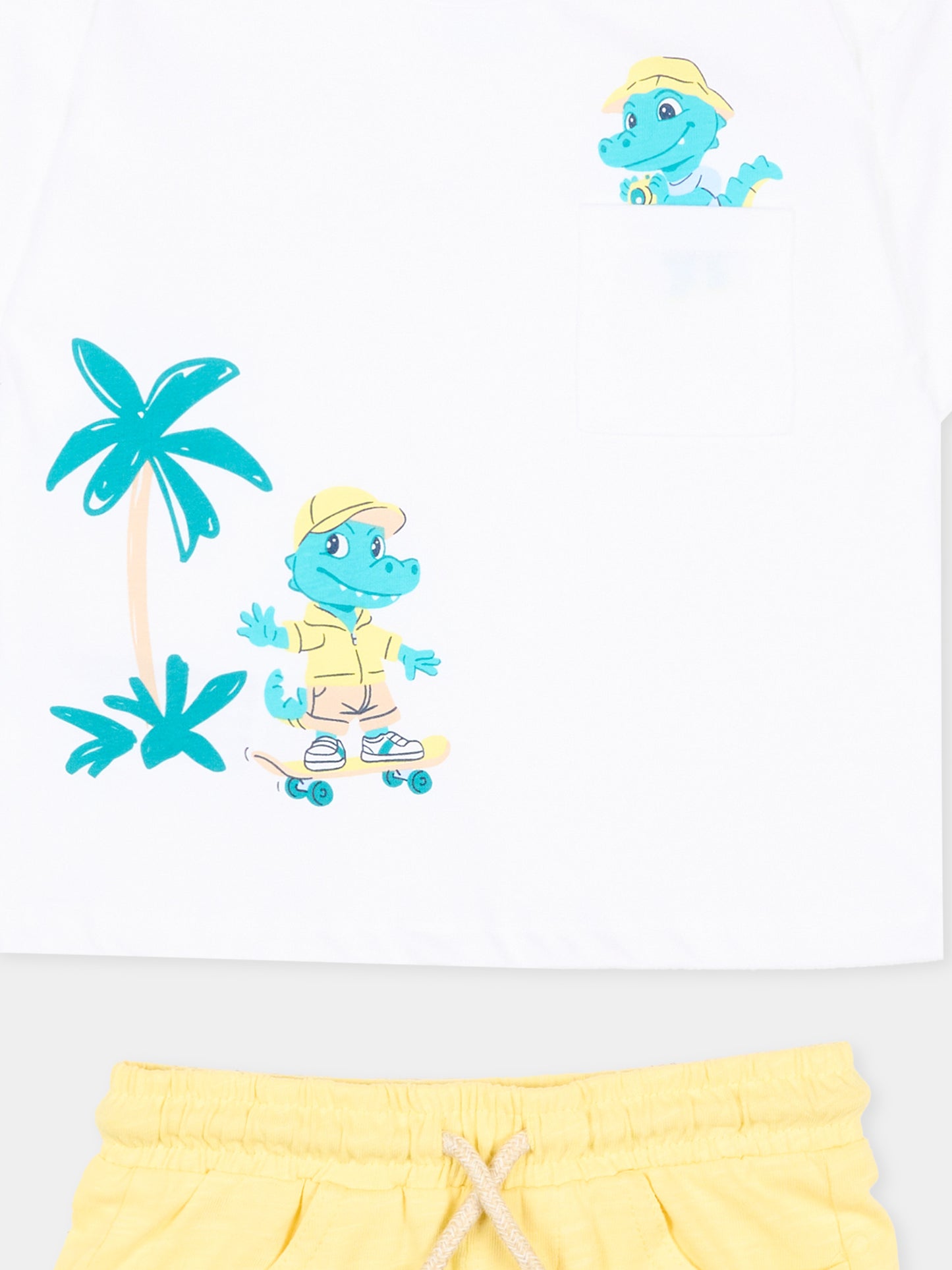 Completo sportivo giallo per neonato con dinosauro,Mayoral,1672 053