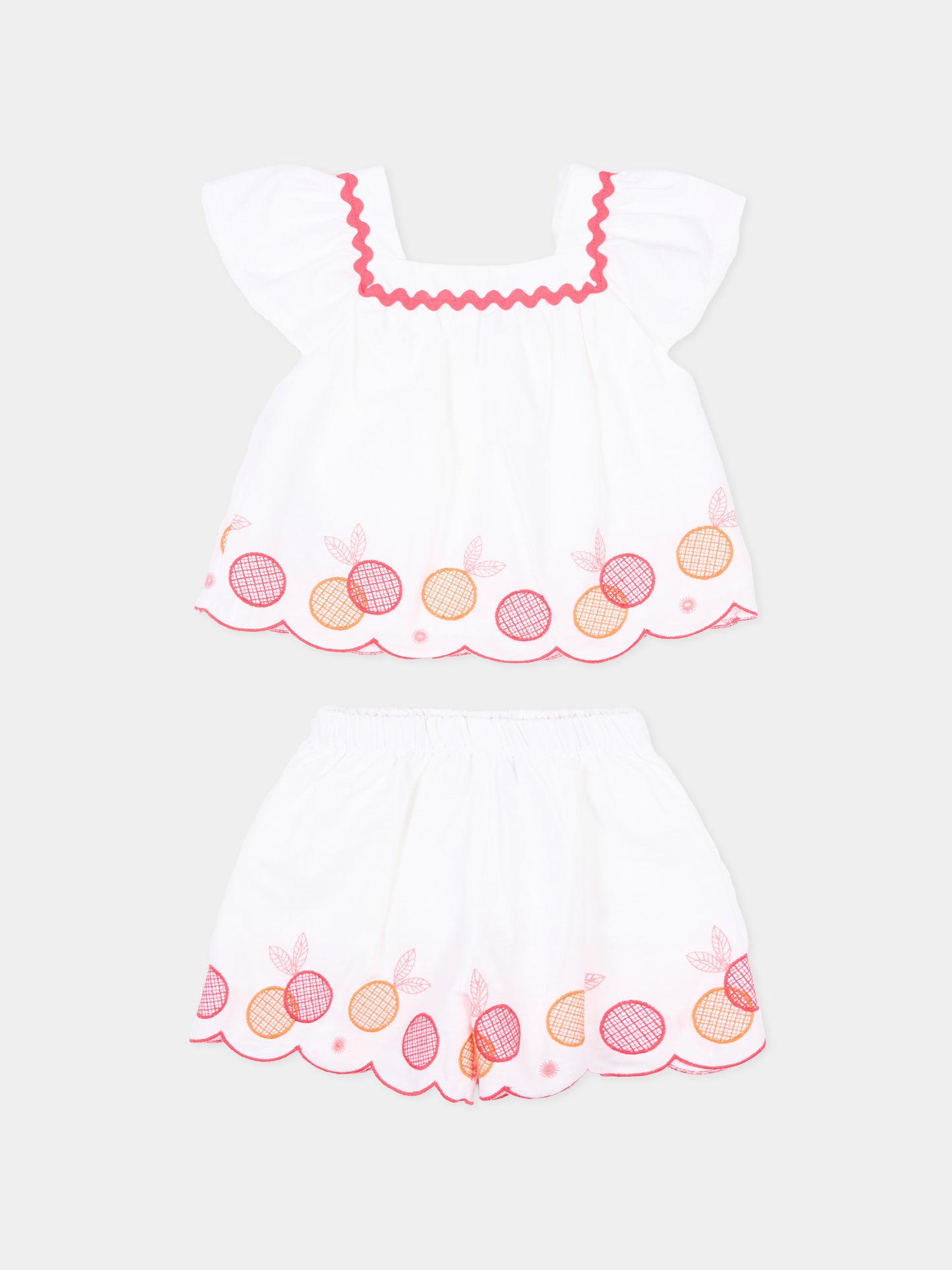 Completo sportivo corto bianco frutta per neonata,Mayoral,1214 081