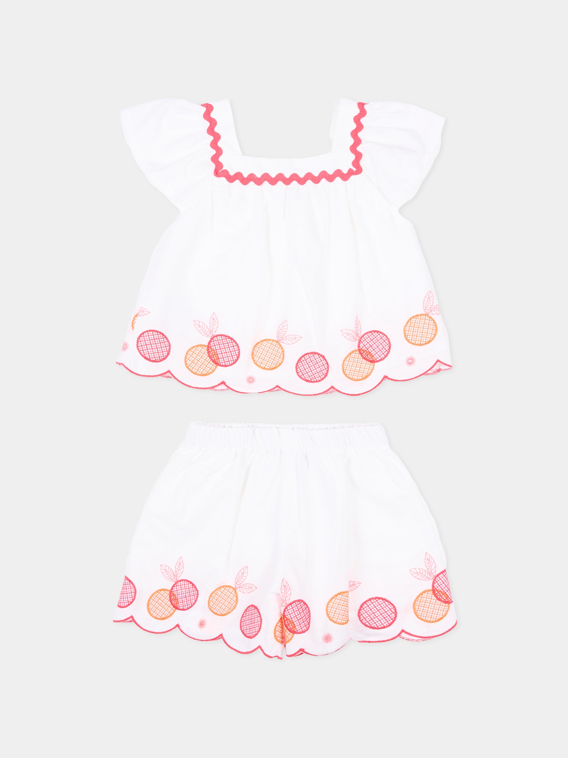 Completo sportivo corto bianco frutta per neonata,Mayoral,1214 081