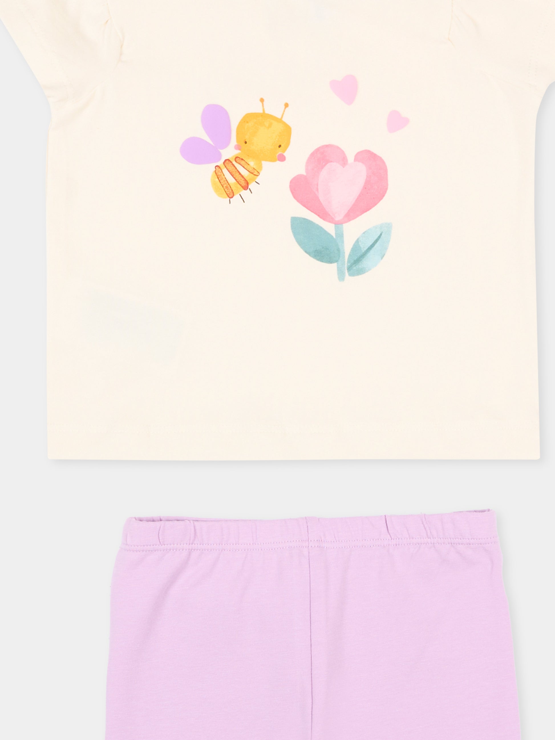 Completo sportivo lilla per neonata con stampa ape,Mayoral,1751 093