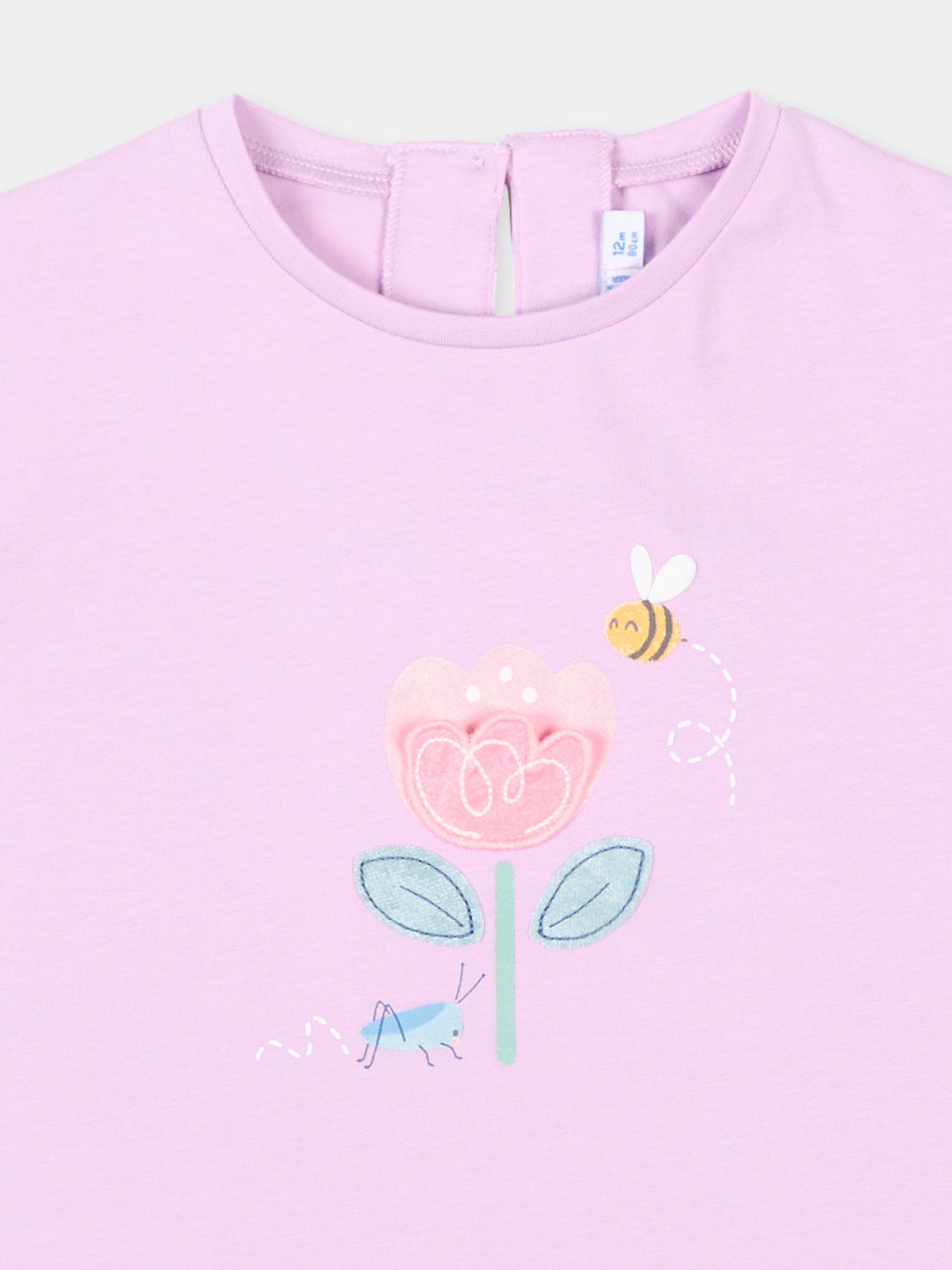 T-Shirt lilla per neonata con stampa fiore,Mayoral,1087 026