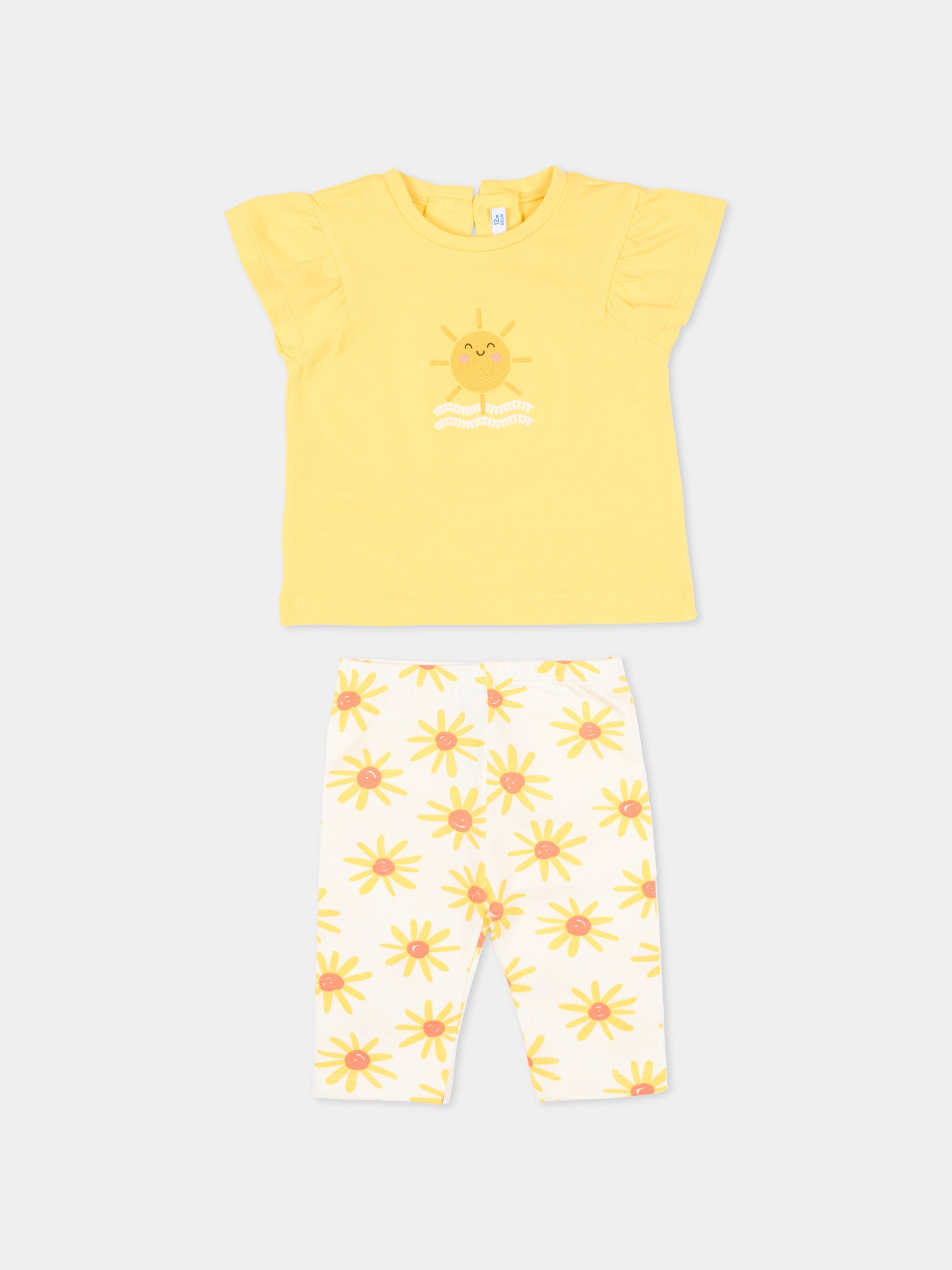 Completo sportivo corto giallo per neonata con sole,Mayoral,1751 091