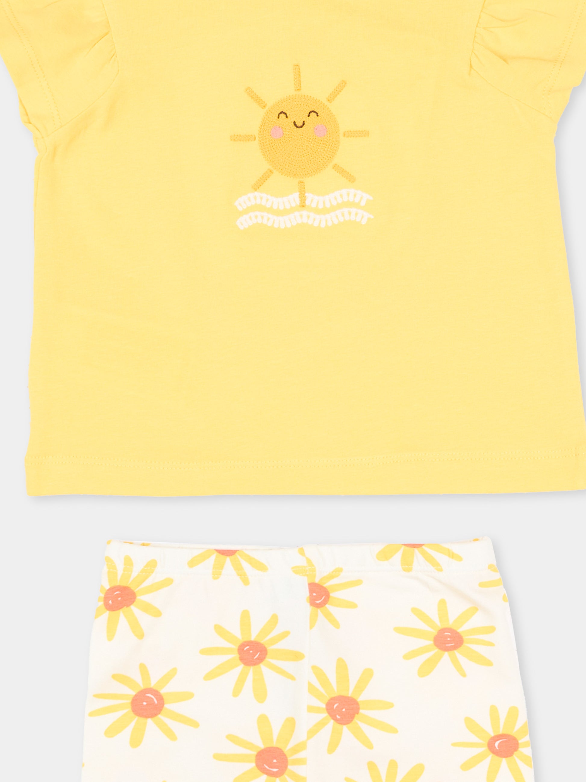 Completo sportivo corto giallo per neonata con sole,Mayoral,1751 091