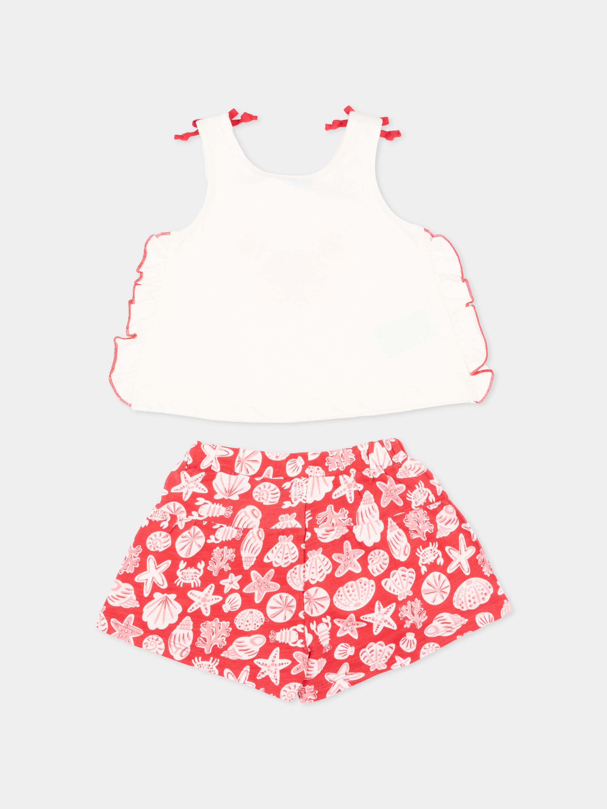 Completo sportivo rosso per neonata con stampa mare,Mayoral,1210 065