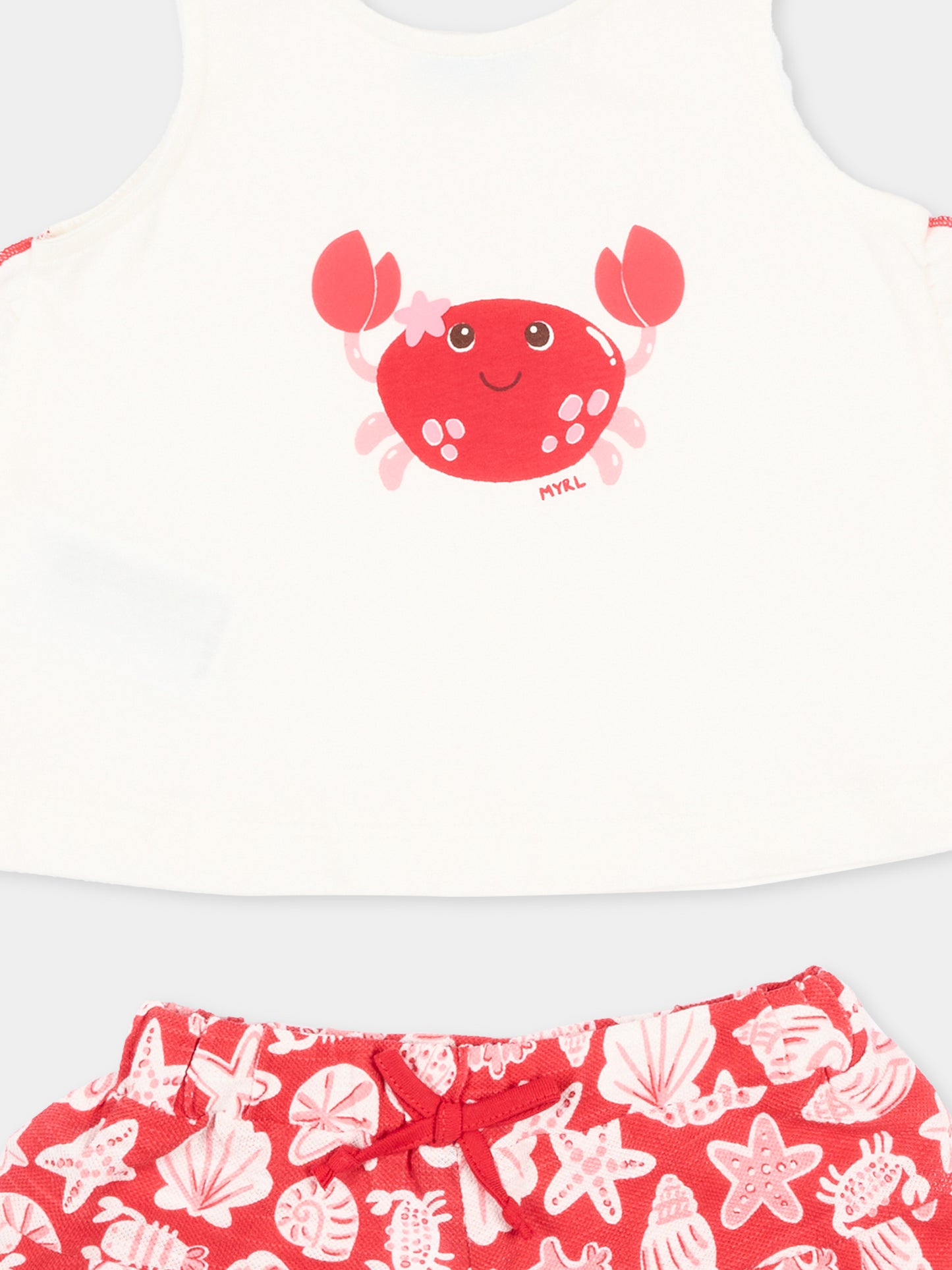 Completo sportivo rosso per neonata con stampa mare,Mayoral,1210 065