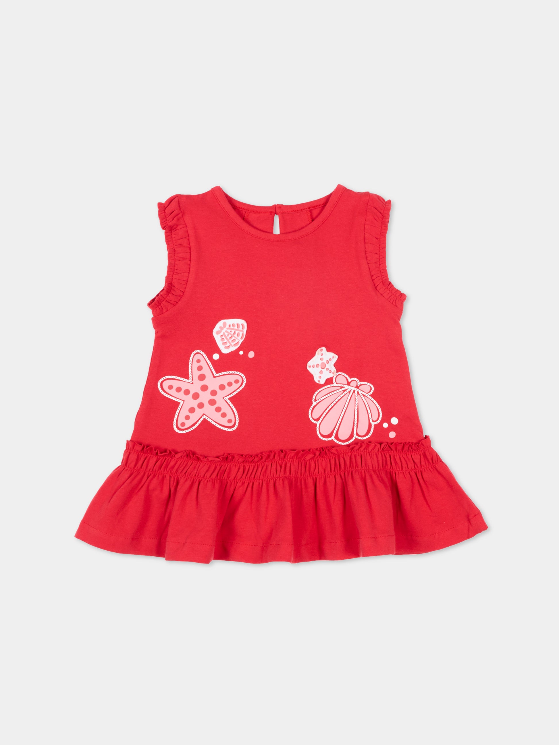 Vestito rosso per neonata con conchiglie,Mayoral,1929 063
