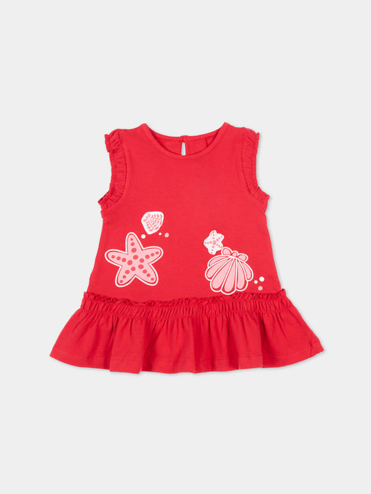 Vestito rosso per neonata con conchiglie,Mayoral,1929 063