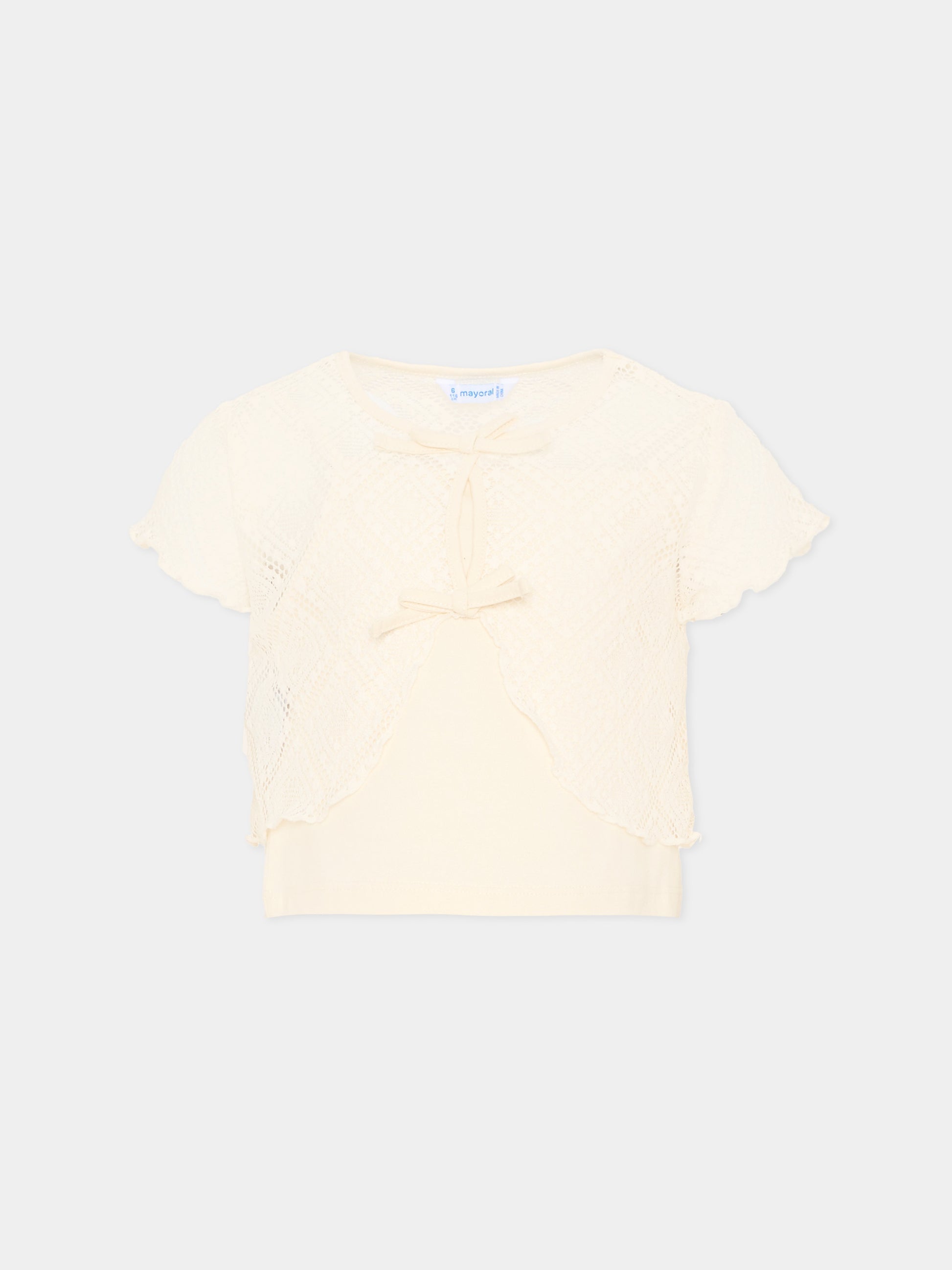 Top avorio in rete per bambina,Mayoral,3015 088