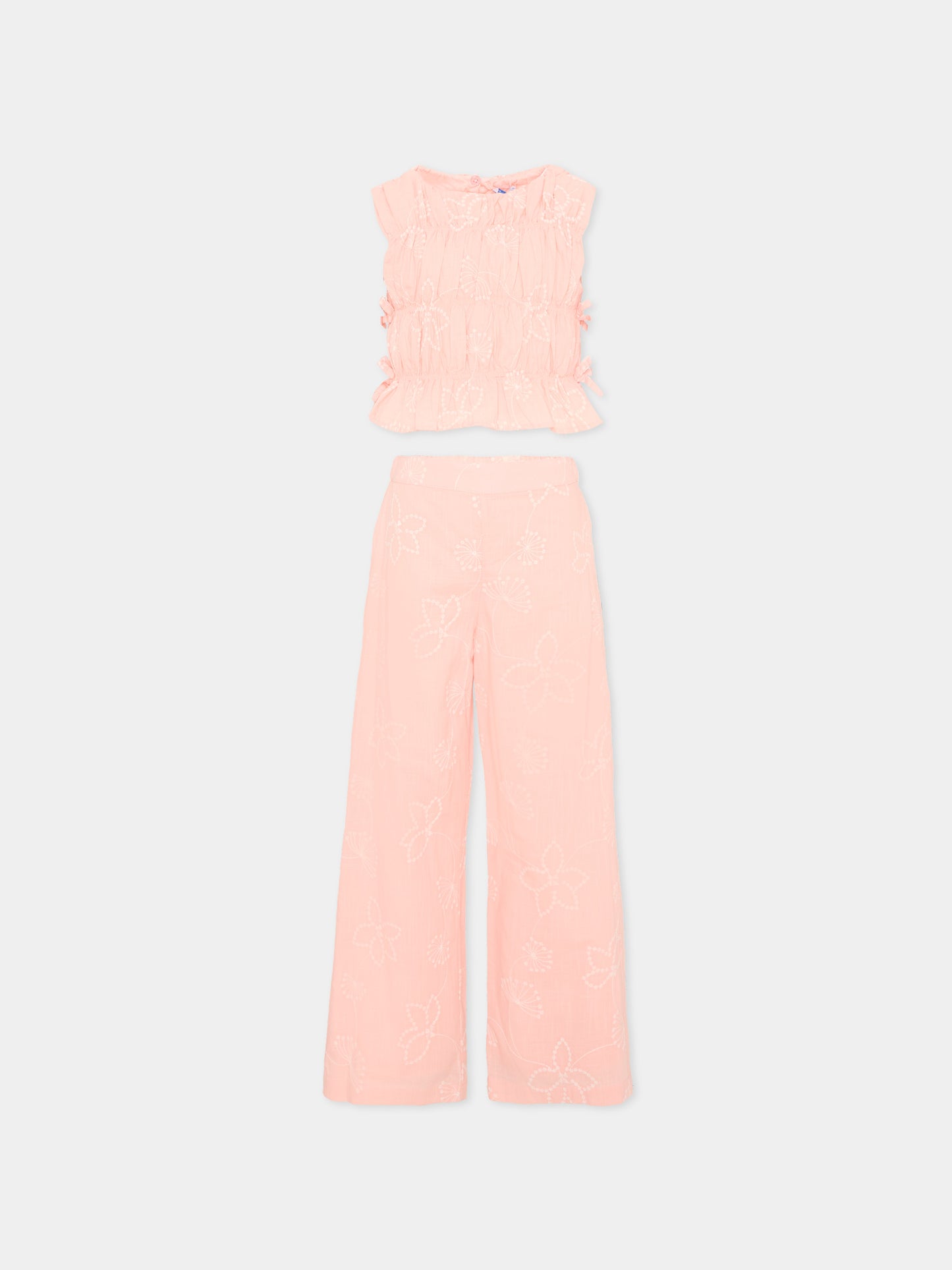 Completo rosa per bambina con motivo floreale,Mayoral,3592 077