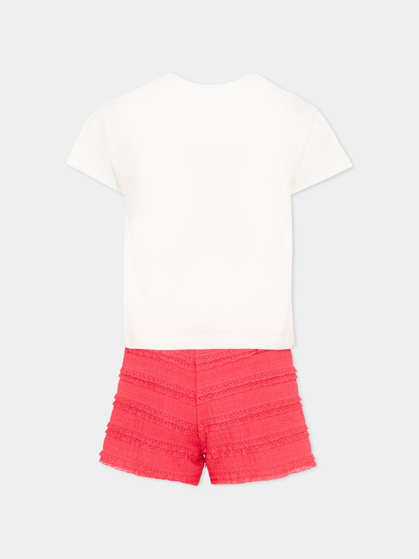 Completo sportivo corto rosso per bambina con conchiglie,Mayoral,3231 075