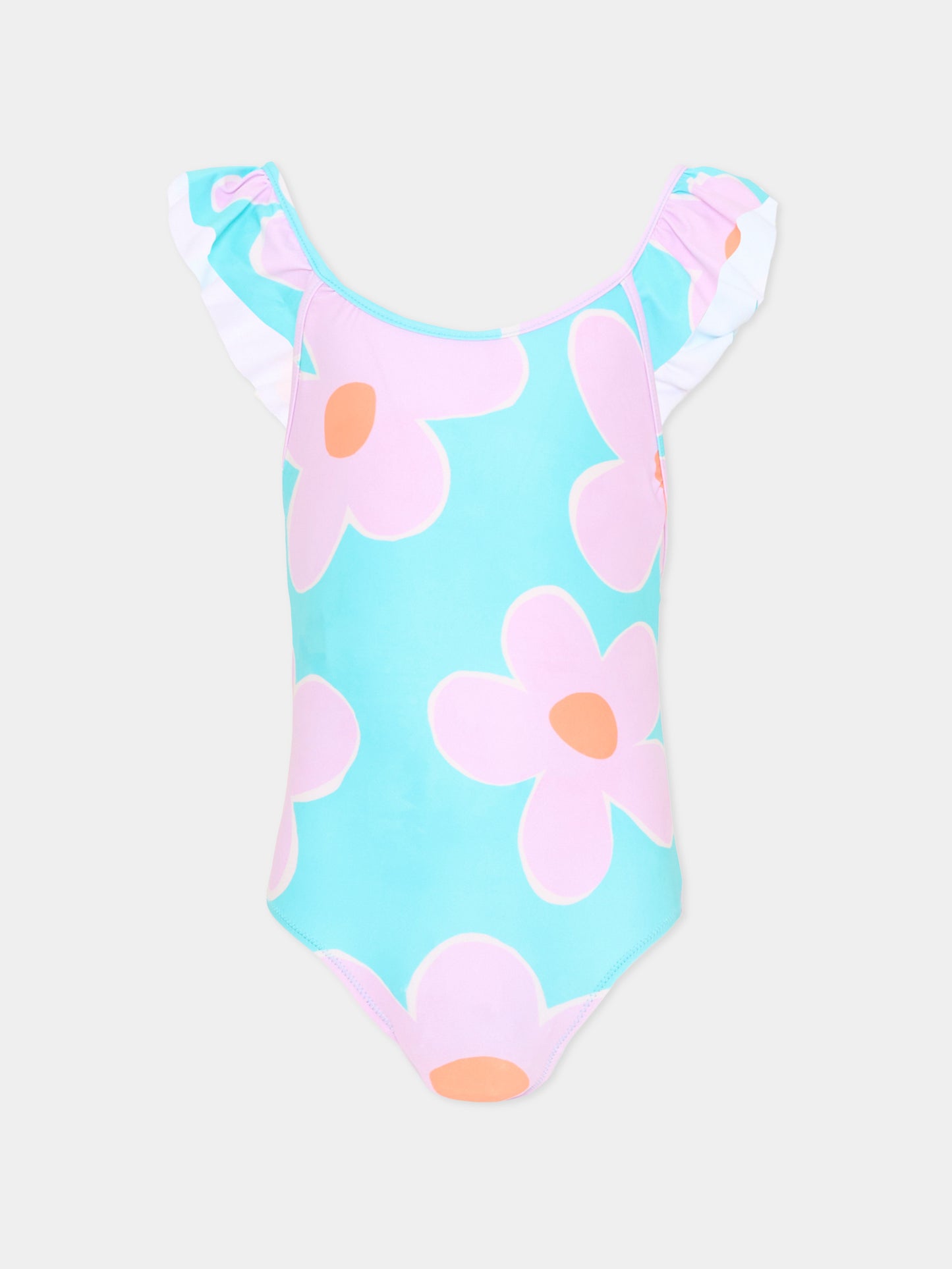 Costume intero lilla per bambina con fiori,Mayoral,3738 053