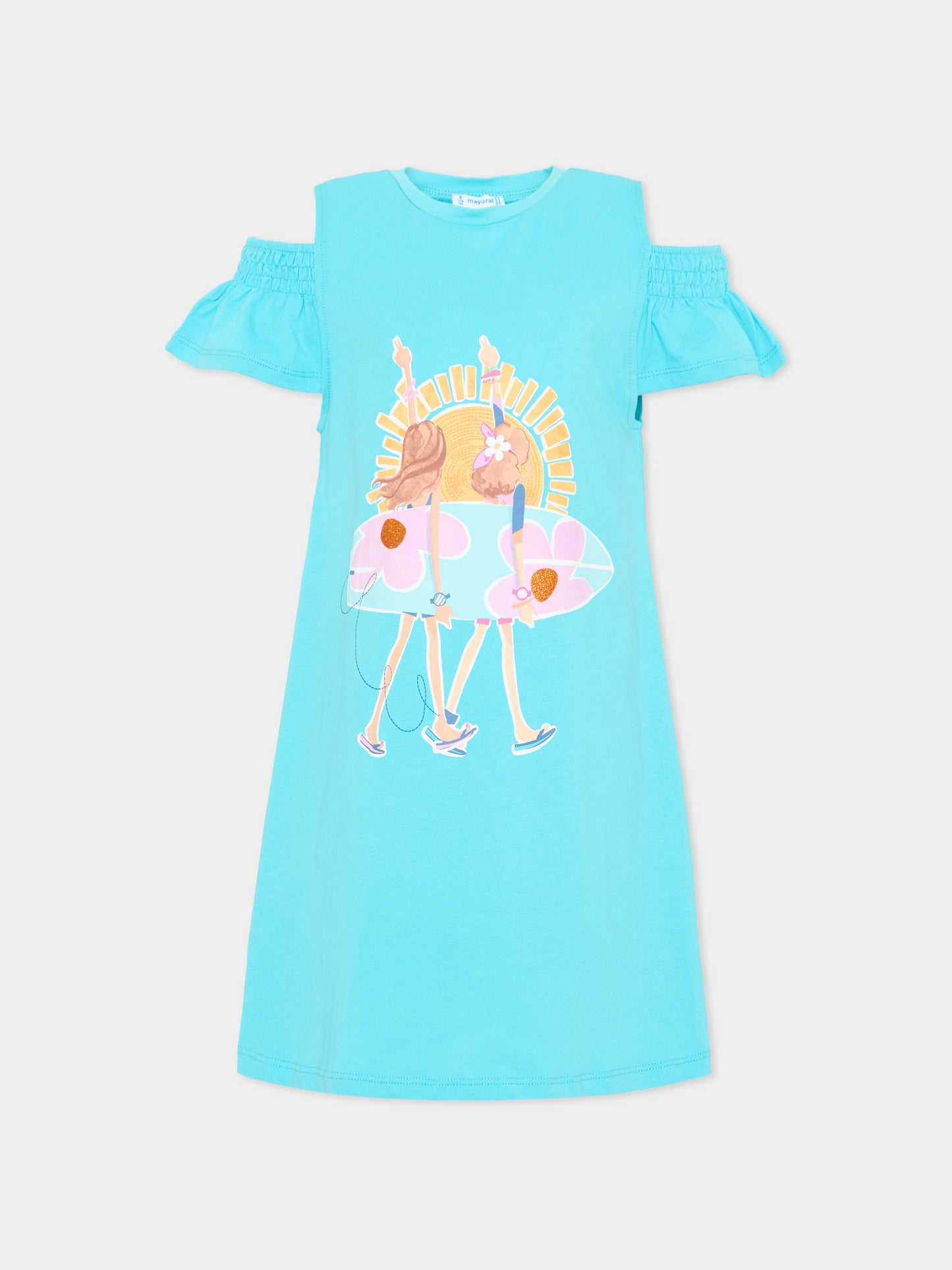 Copricostume azzurro per bambina con borsetta,Mayoral,3941 011