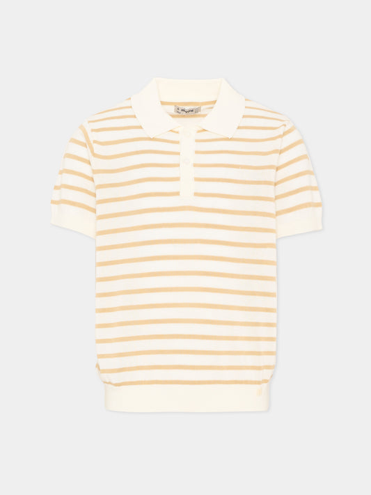 Polo avorio a righe per bambino,Mayoral,3106 090