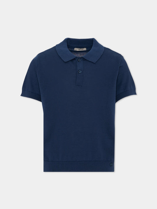 Polo in maglia blu per bambino,Mayoral,3106 093