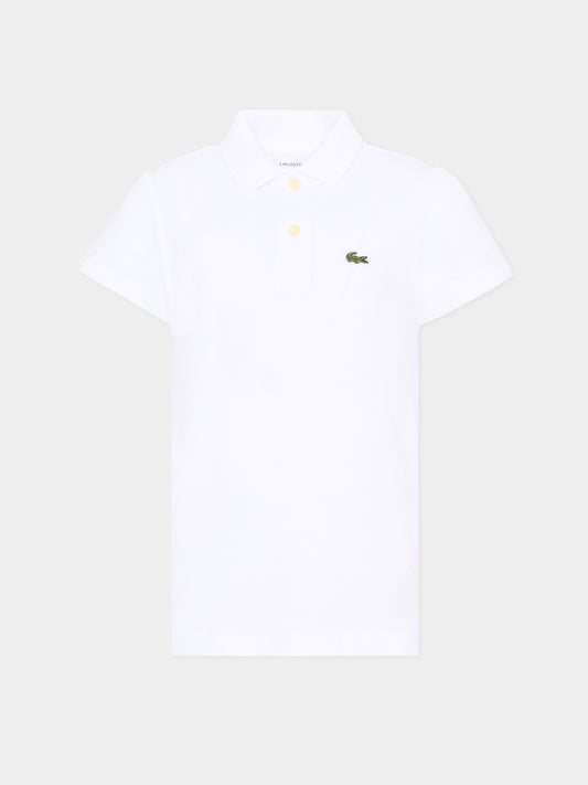 Polo bianca per bambina con logo,Lacoste,7026 W8L