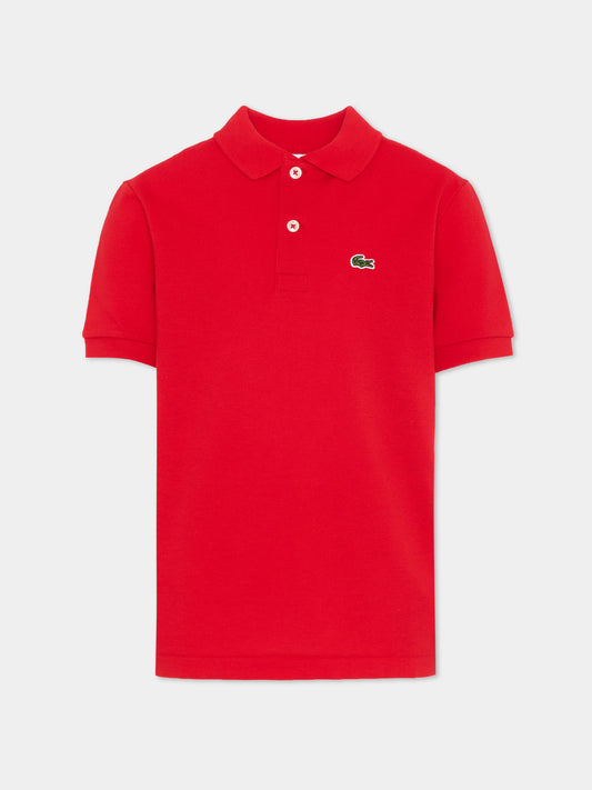 Polo rossa per bambino con logo,Lacoste,7354 RCJ