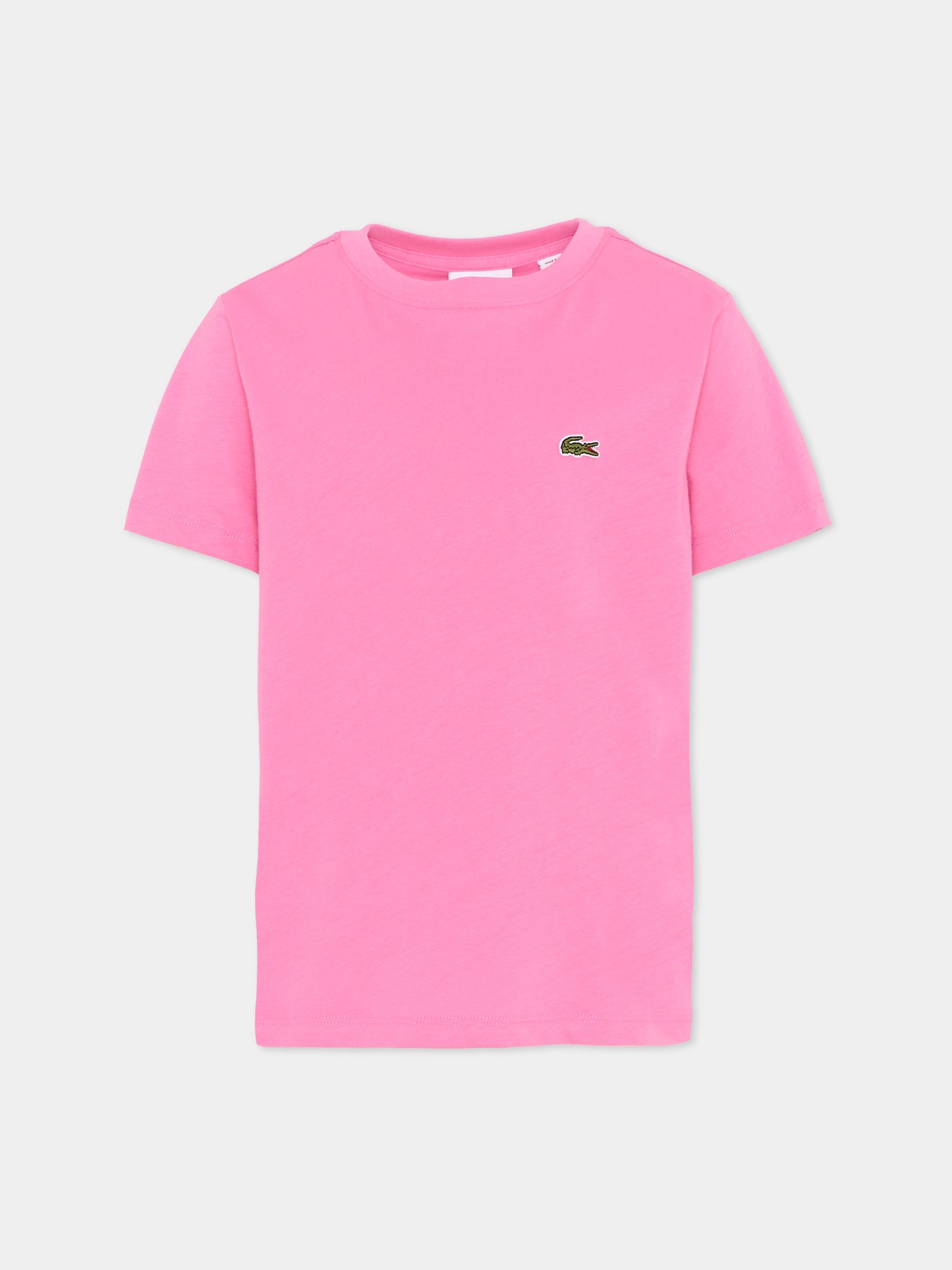 T-shirt fucsia per bambina con logo,Lacoste,7025 GLH