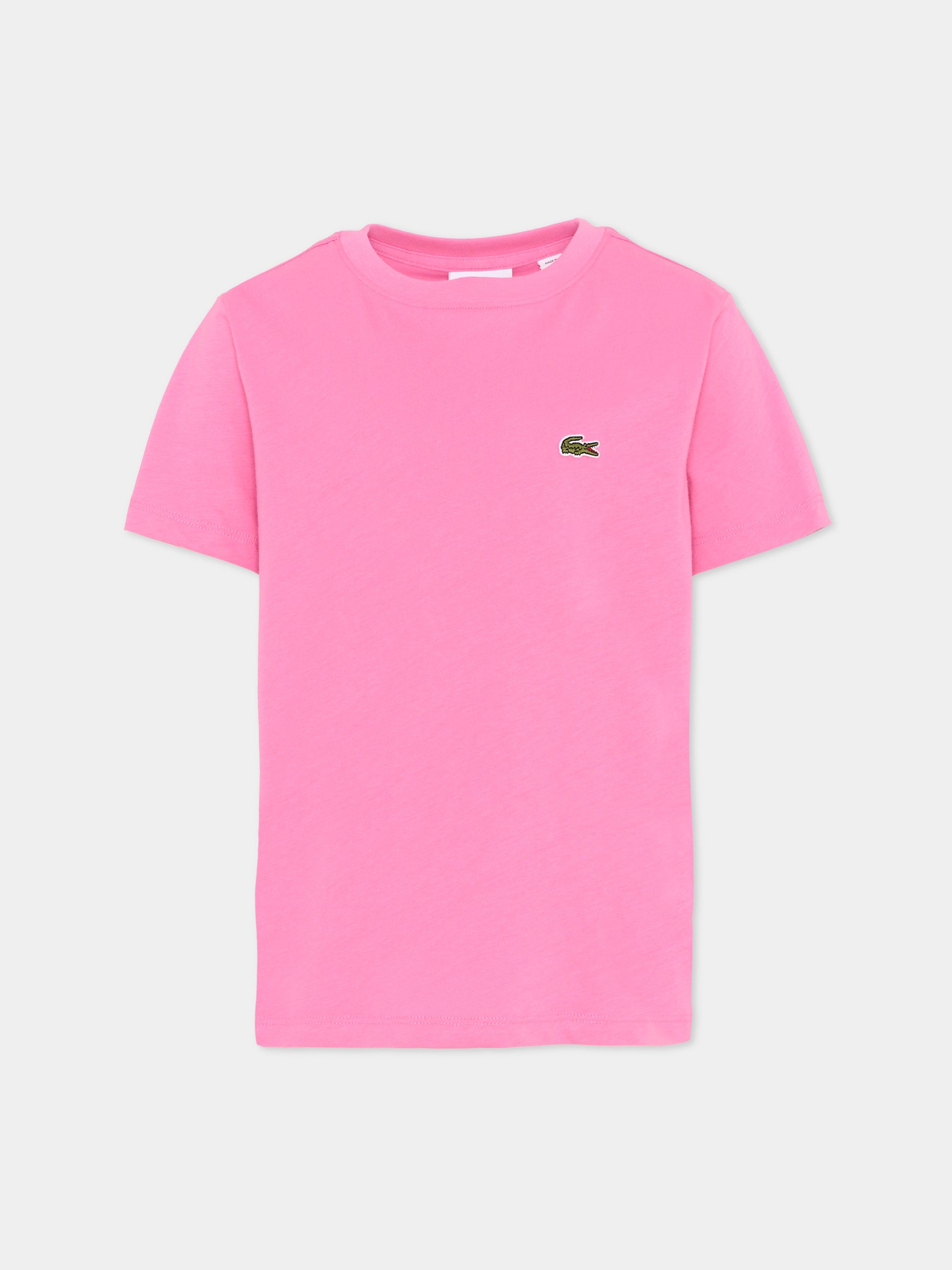 T-shirt fucsia per bambina con logo,Lacoste,7025 GLH