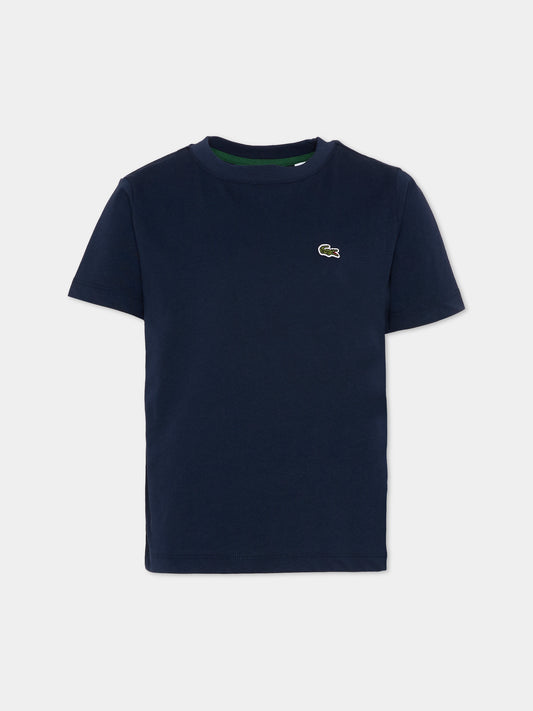T-Shirt blu per bambini con logo,Lacoste,7025 UGW