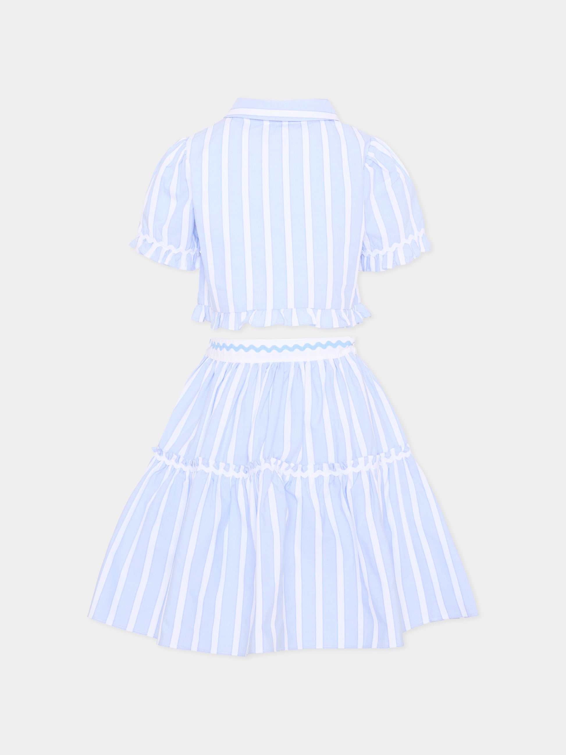 Completo elegante azzurro per bambina a righe,Patachou,PAP CON4233426 B0071