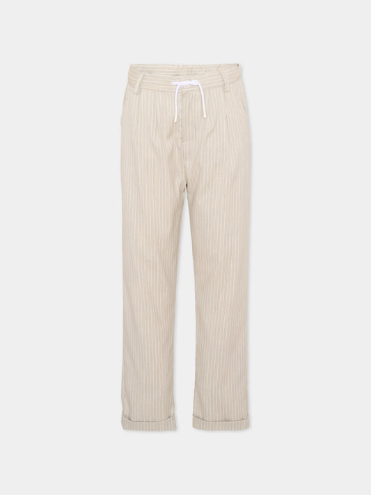 Pantaloni beige per bambino a righe,Patachou,PAP CAL4233399 D0032