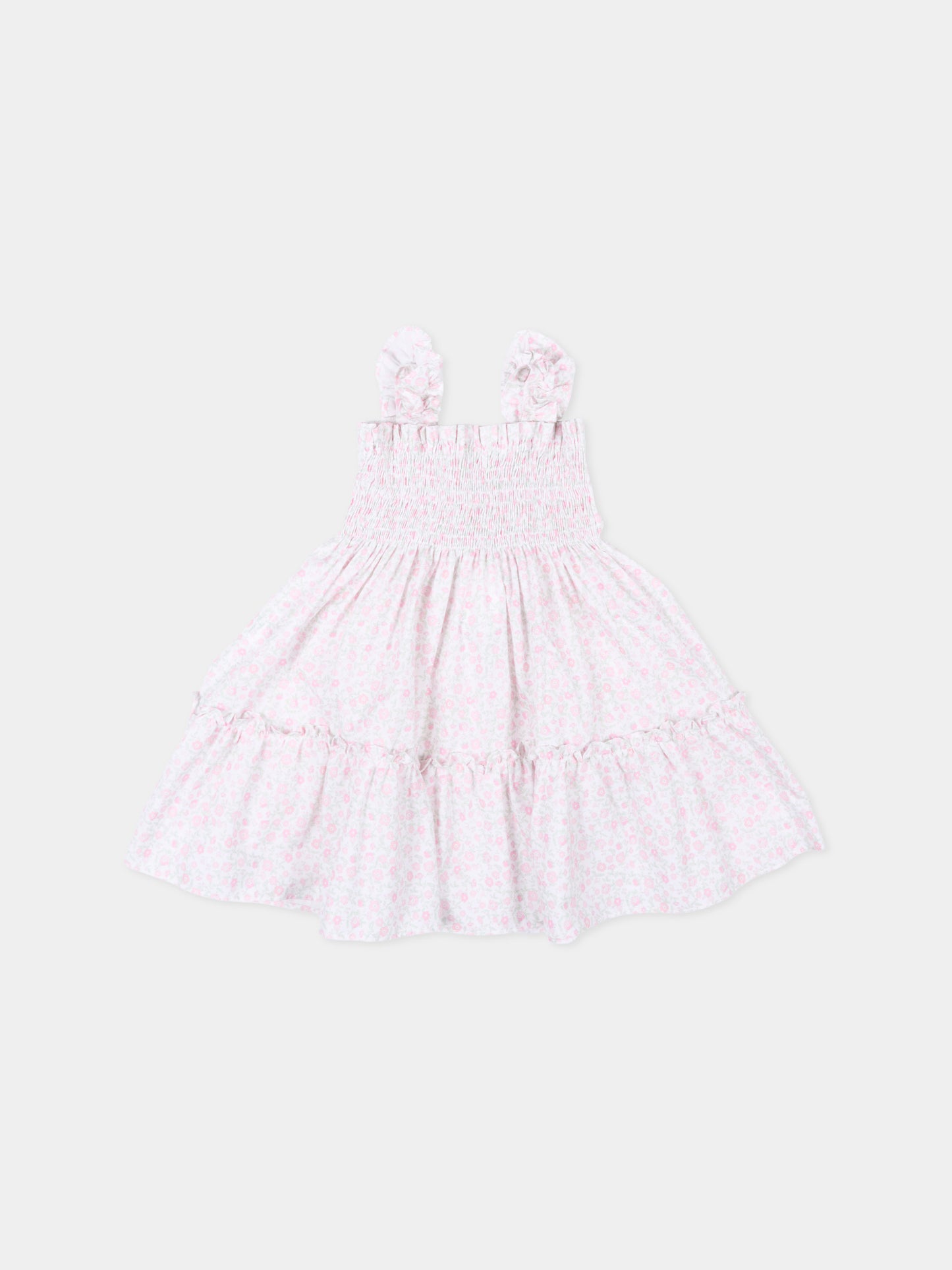 Vestito rosa per neonata con stampa floreale,Patachou,PAP VET4233621 Z0155