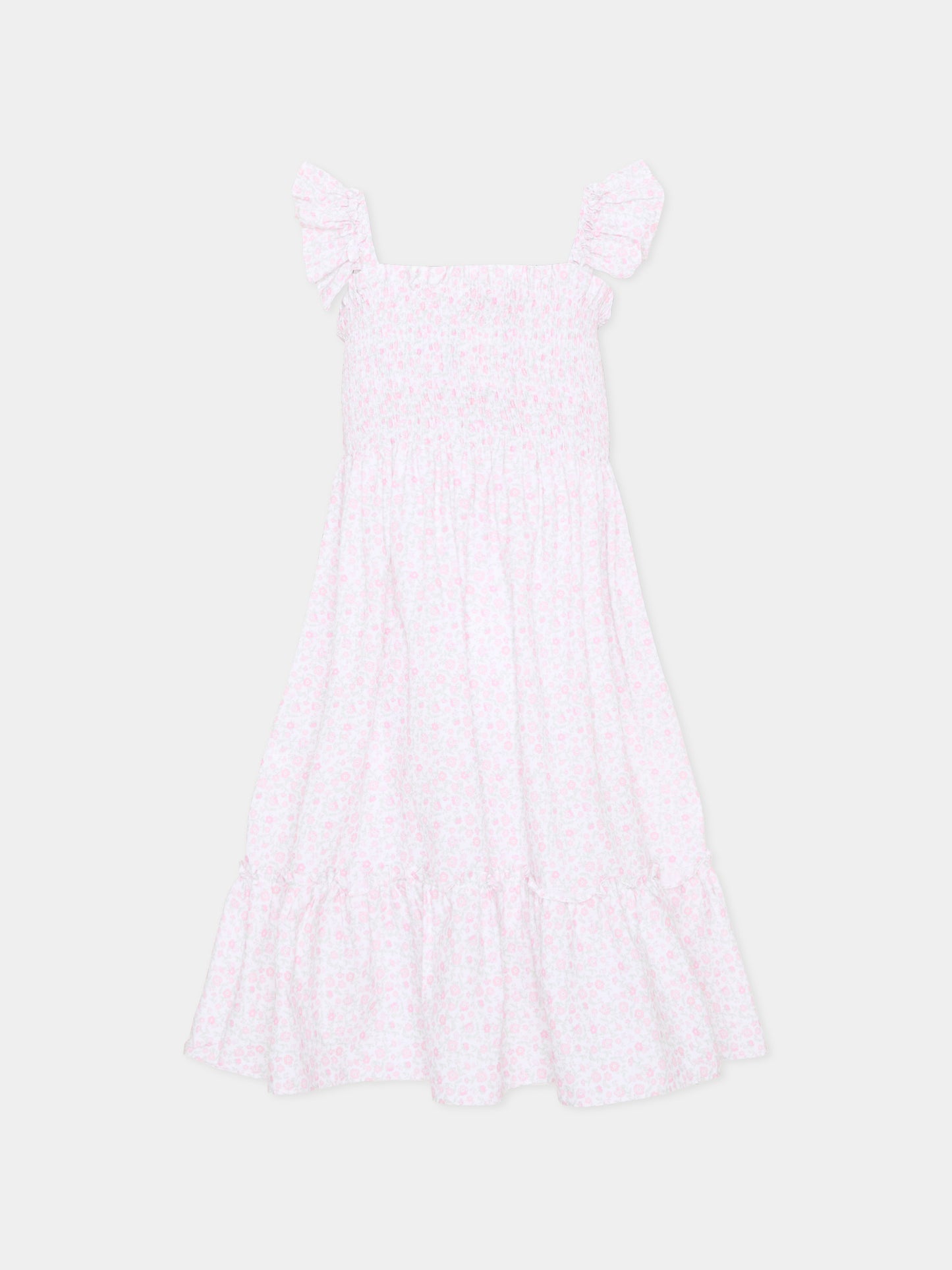 Vestito rosa per bambina con stampa floreale,Patachou,PAP VET4233621 Z0155