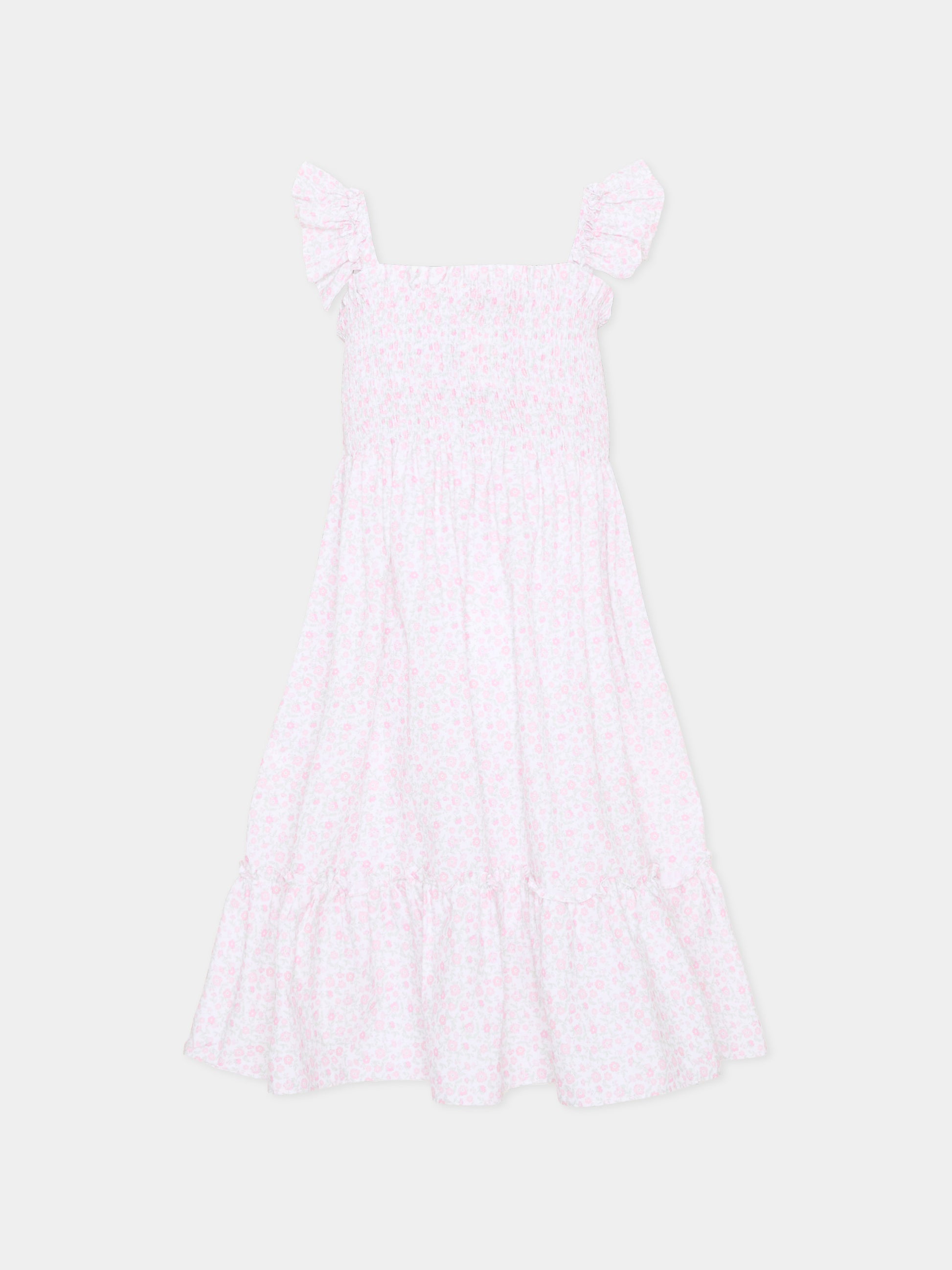 Vestito rosa per bambina con stampa floreale,Patachou,PAP VET4233621 Z0155