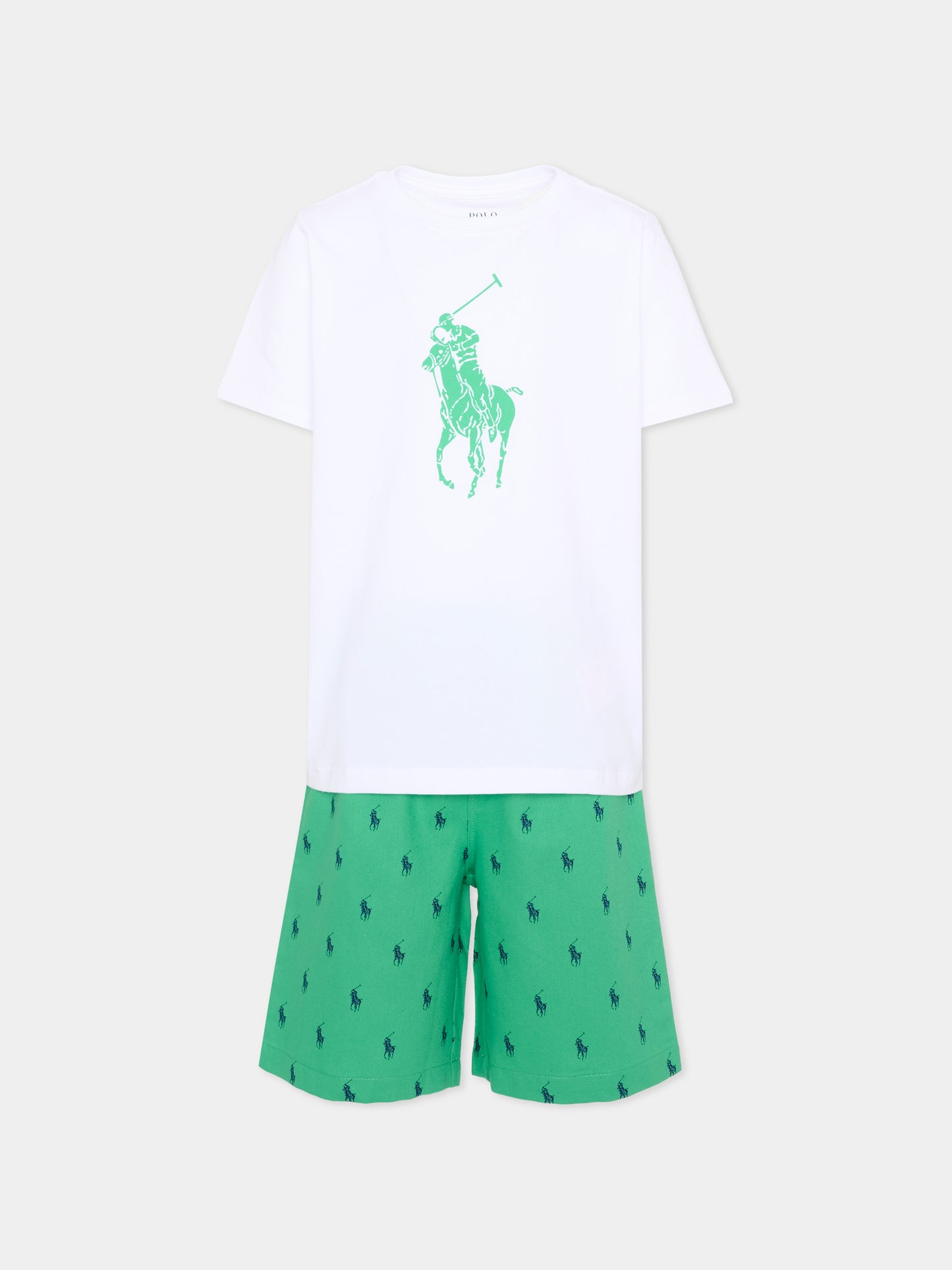 Pigiama verde per bambino con Polo Pony,Ralph Lauren Kids,9P0141 EGZ