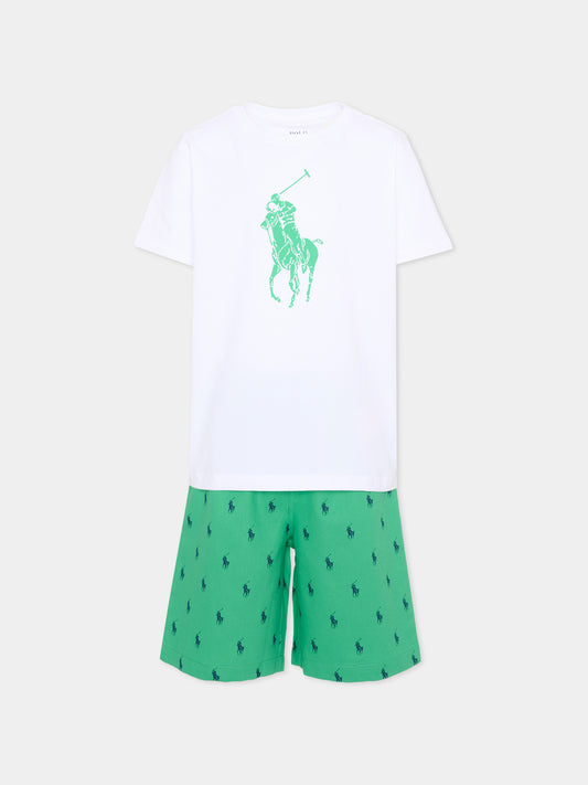 Pigiama verde per bambino con Polo Pony,Ralph Lauren Kids,9P0141 EGZ