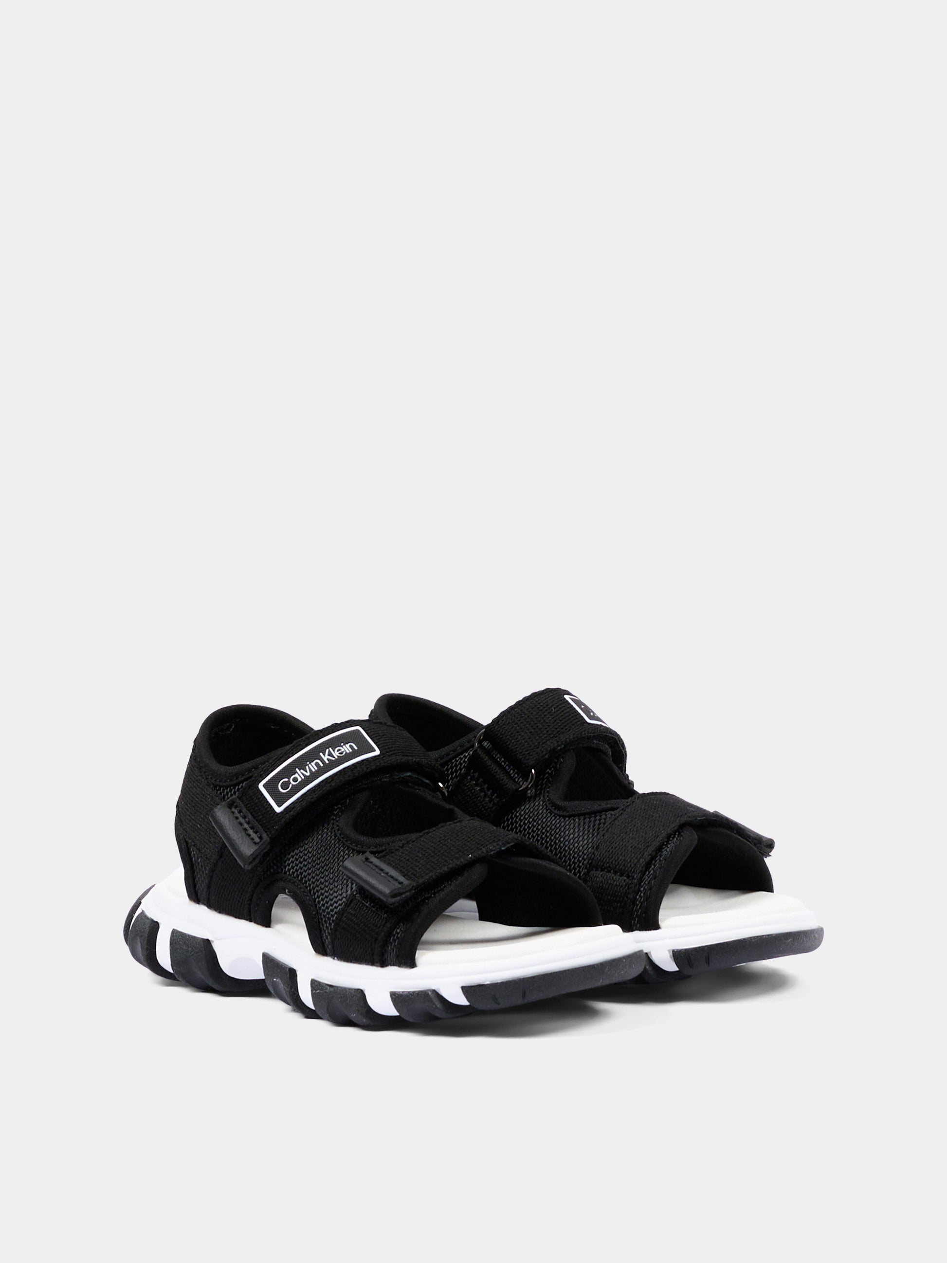 Sandali nero per bambini con logo,Calvin Klein Kids,V1B2 83321 1564999