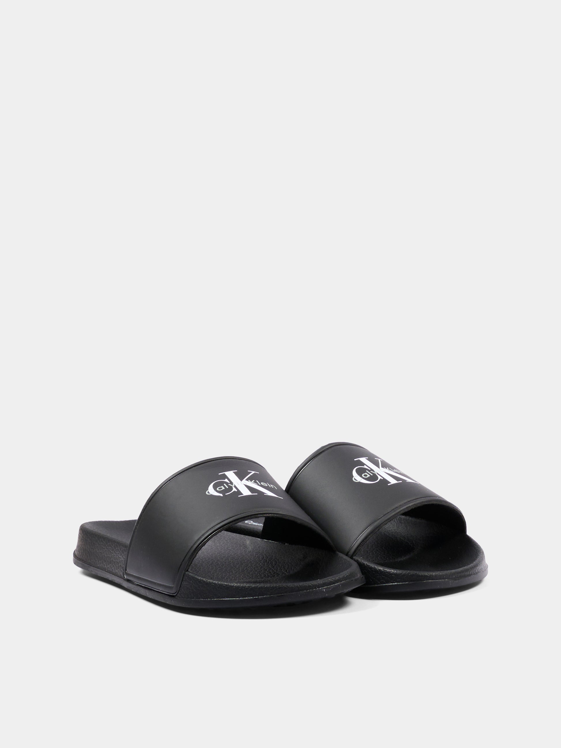 Ciabatte nere per bambini con logo,Calvin Klein Kids,V3X0 83333 1172999