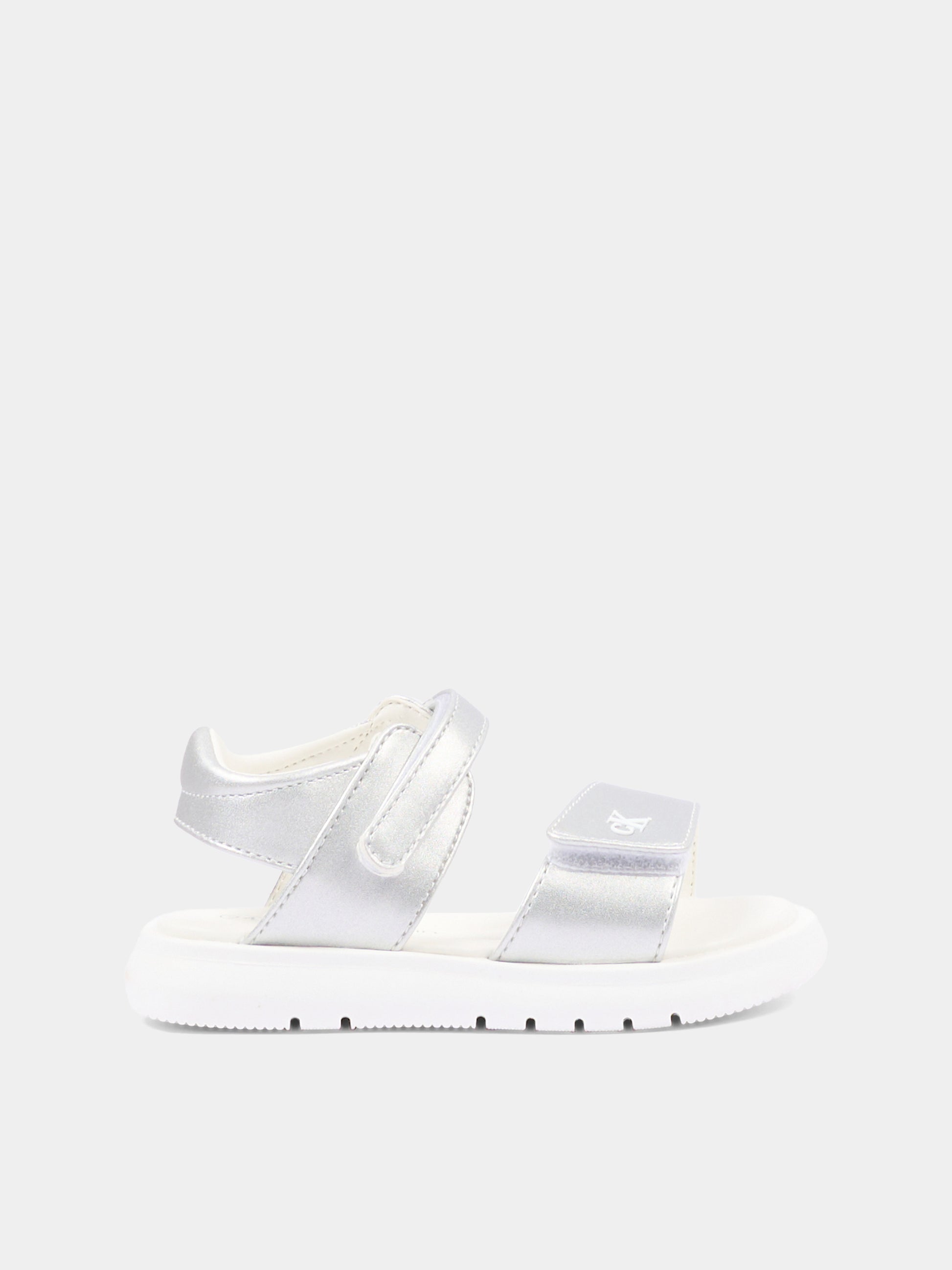 Sandali argento per bambina con logo,Calvin Klein Kids,V1A2 83241 1372904