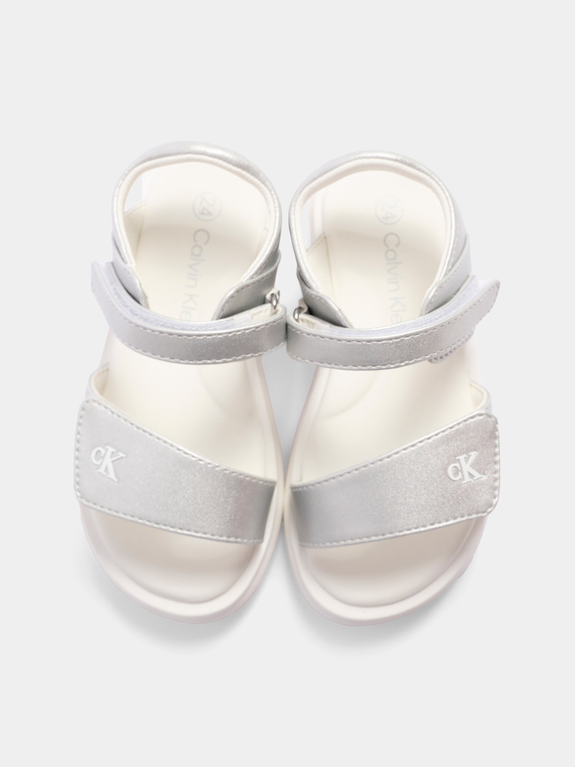 Sandali argento per bambina con logo,Calvin Klein Kids,V1A2 83241 1372904