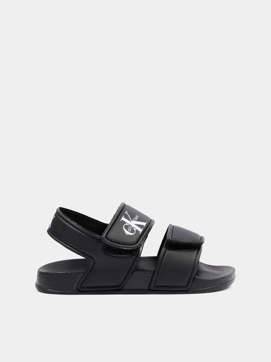 Sandali neri per bambini con logo,Calvin Klein Kids,V1XF 83330 1172999