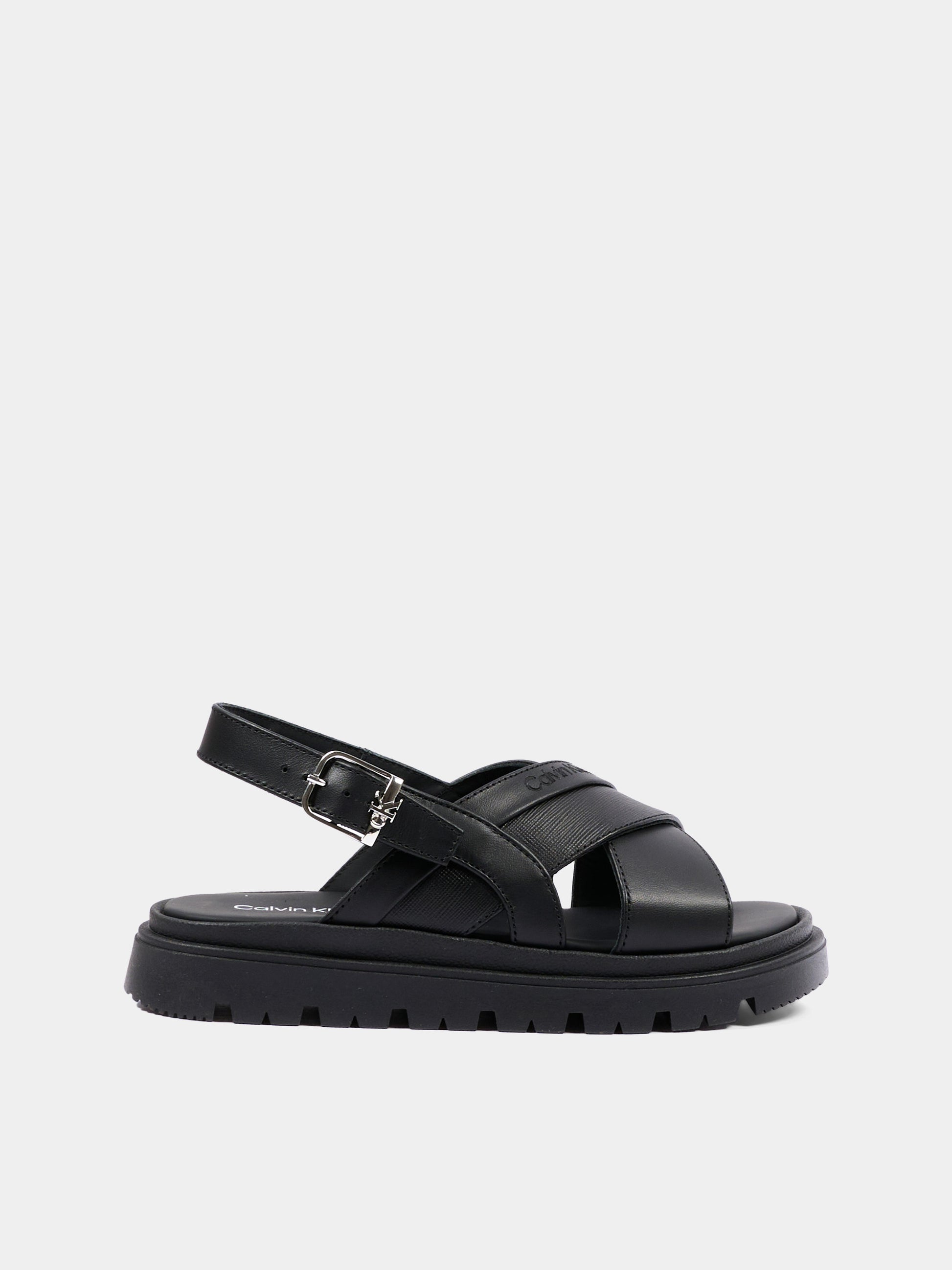 Sandali neri per bambina con logo,Calvin Klein Kids,V4B2 83363 0092999