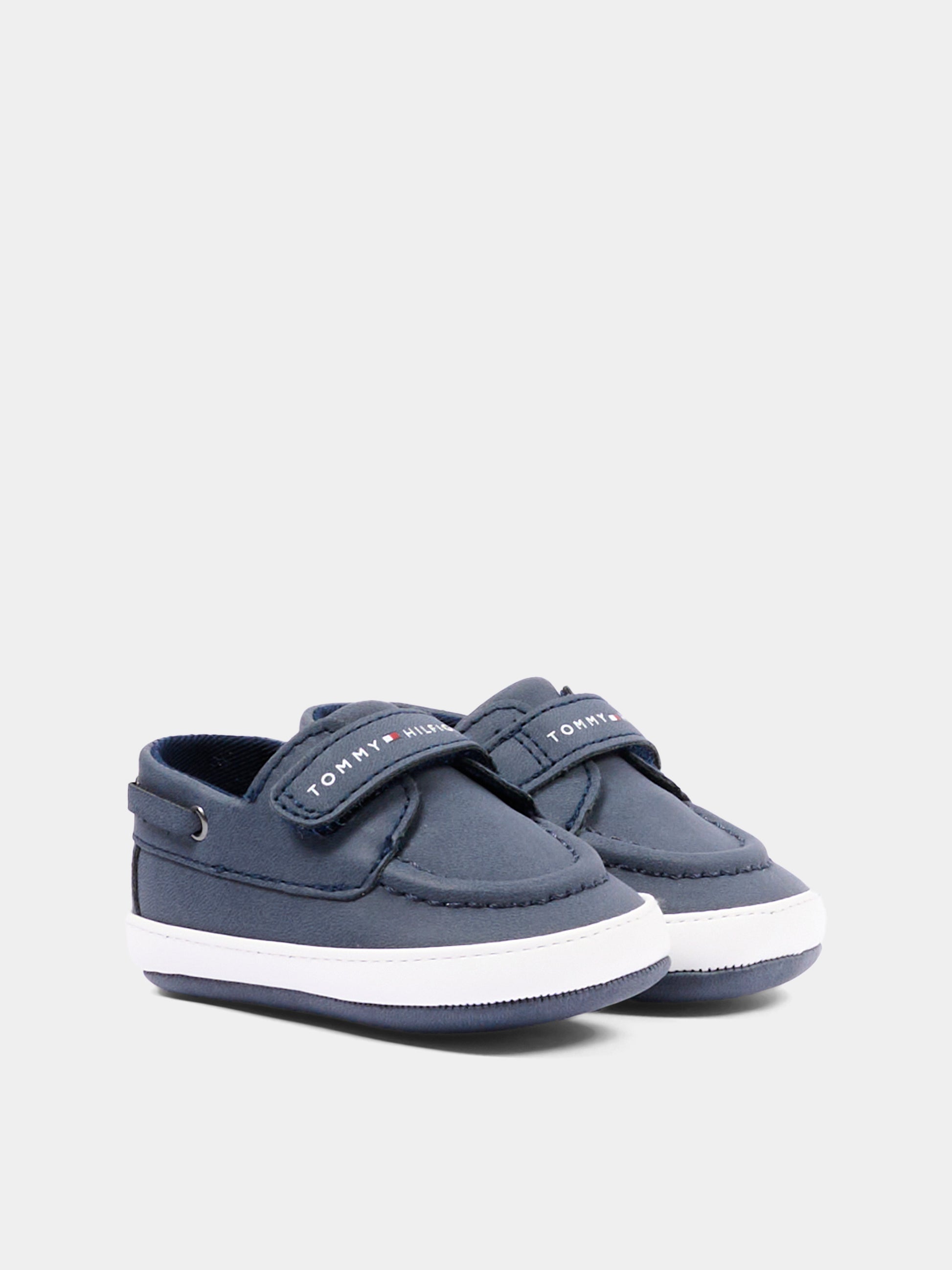 Mocassini blu per neonato con logo,Tommy Hilfiger Junior,T0B9 34331 0700800