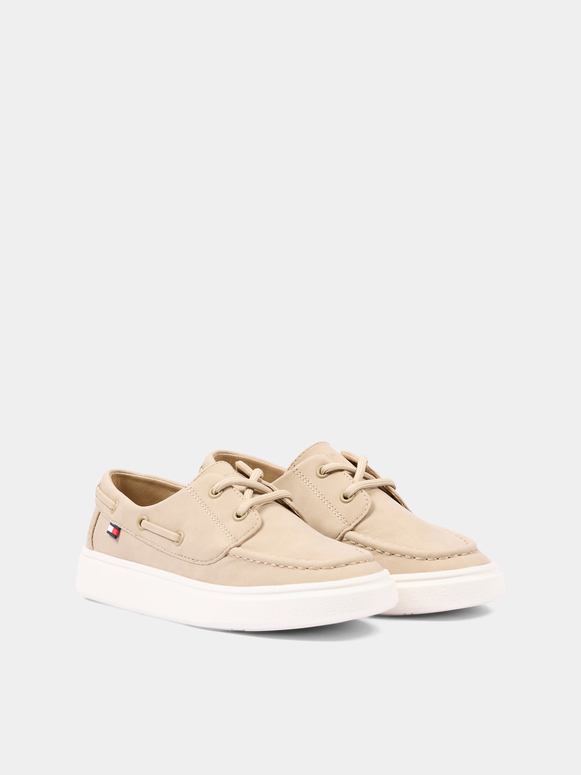 Mocassini beige per bambino con logo,Tommy Hilfiger Junior,T3B4 34352 0315500