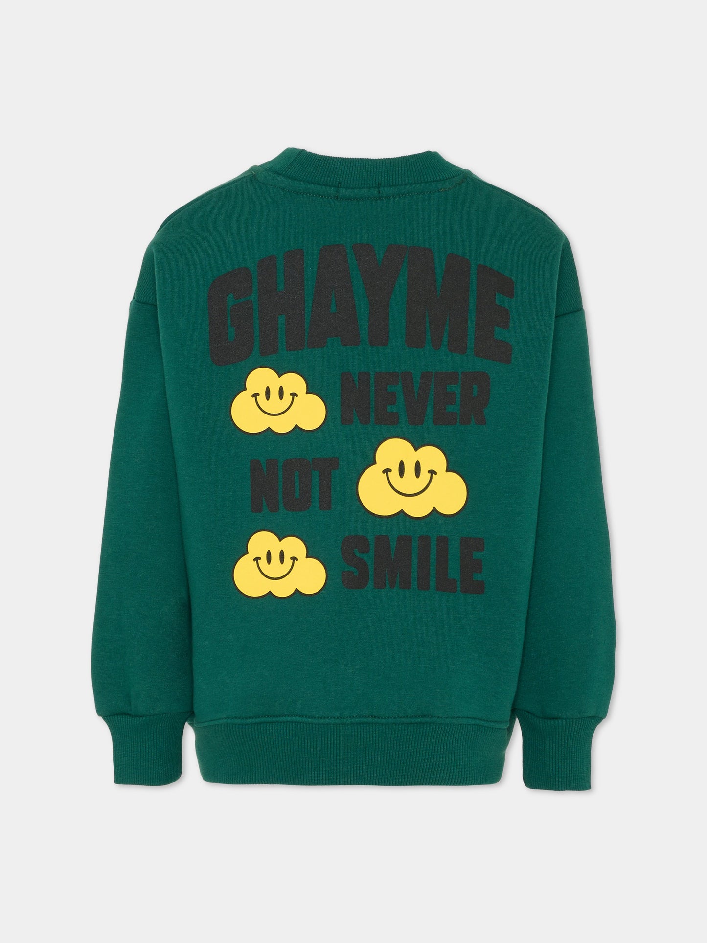 Felpa verde per bambini con nuvola gialla e scritta,Ghayme,F5GAJUSW012 088