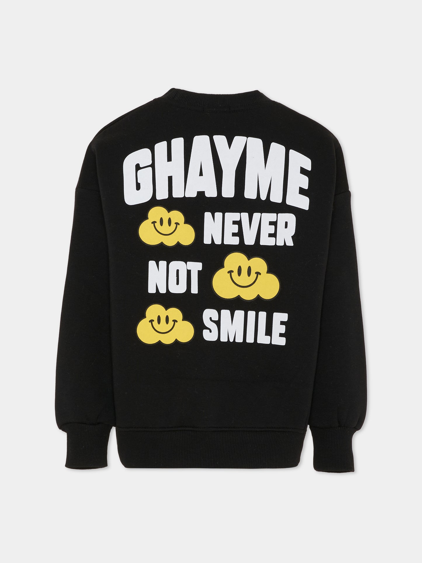 Felpa nera per bambini con nuvola gialla e scritta,Ghayme,F5GAJUSW012 110